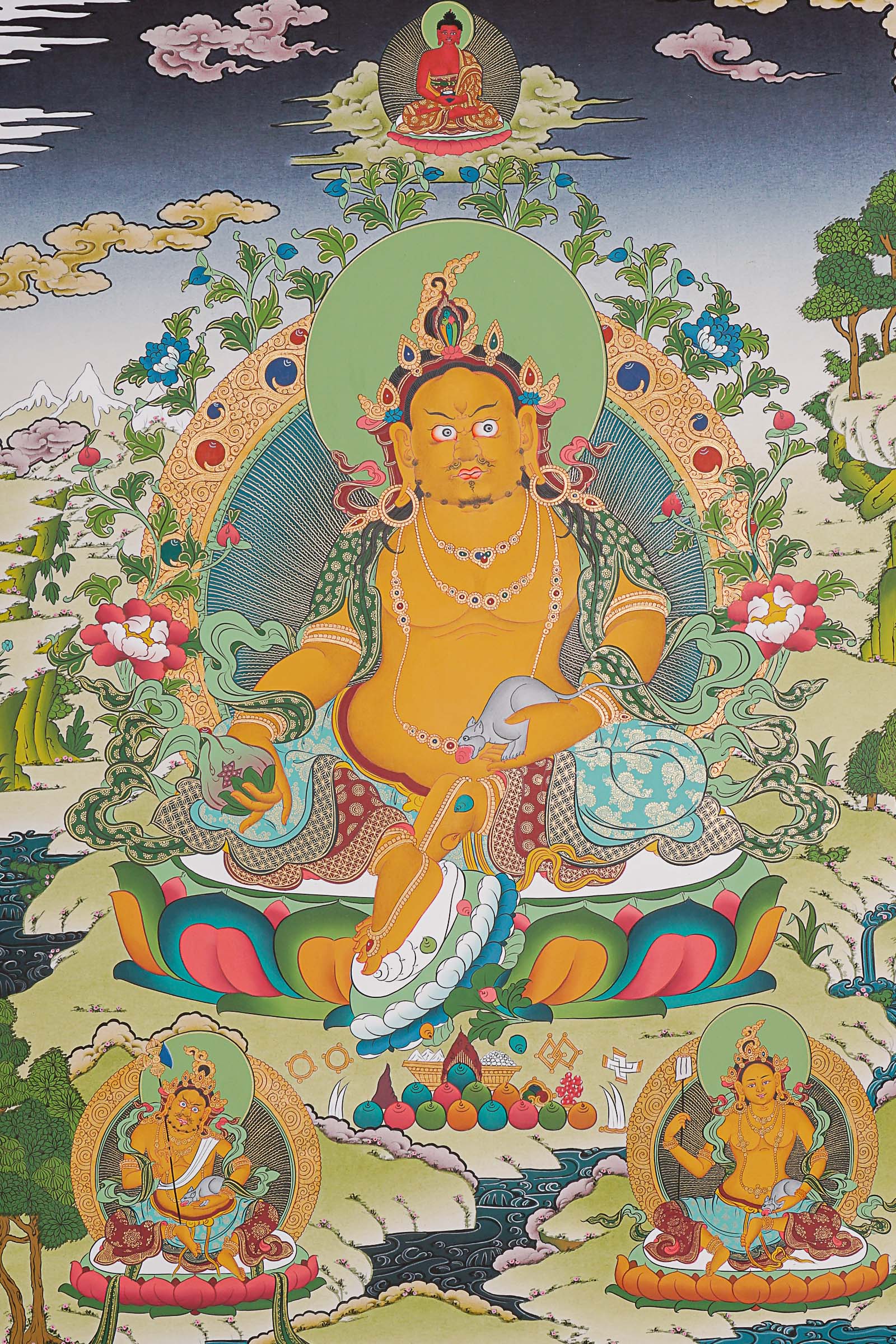 Zambala Thangka Painting - God of Wealth