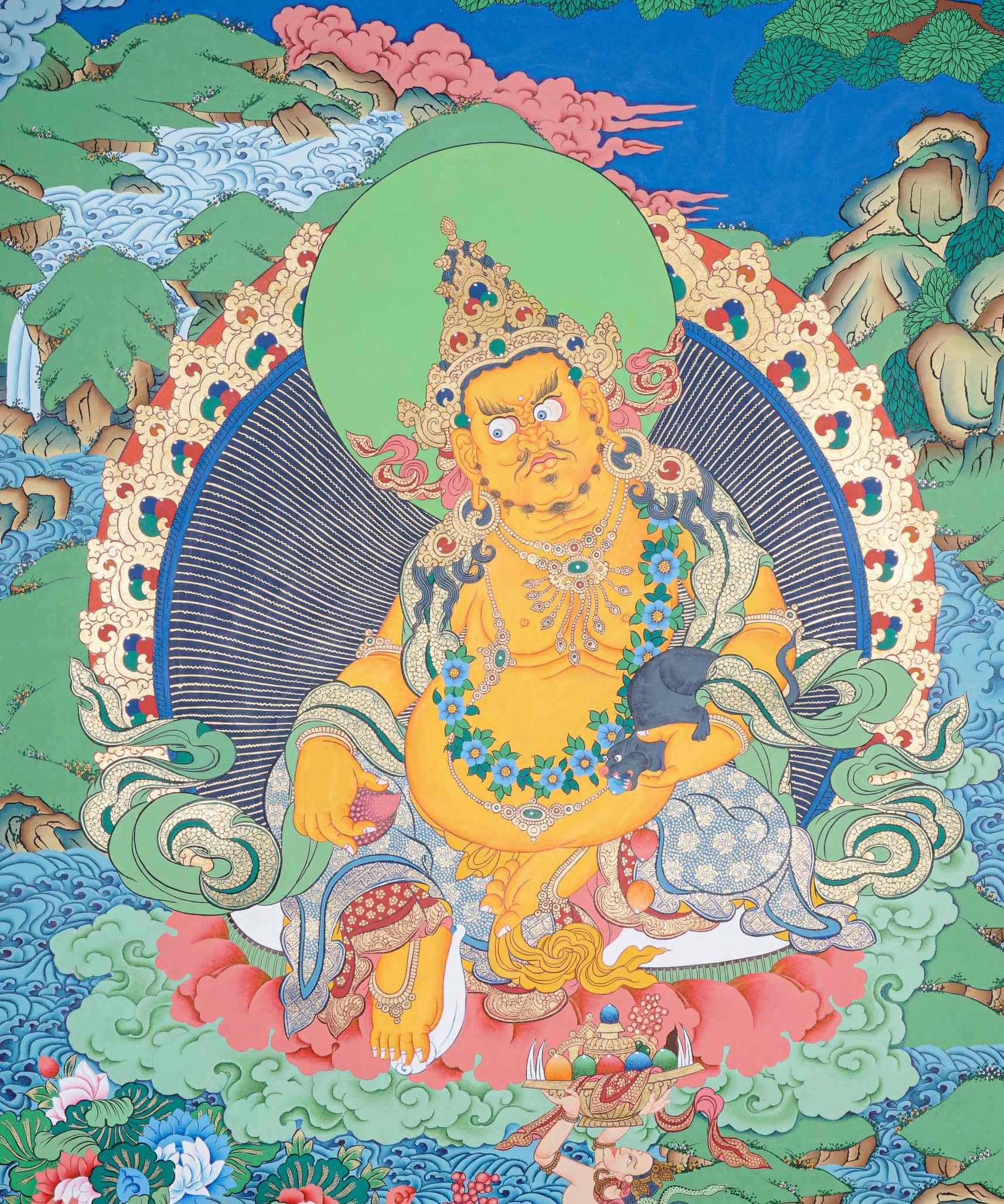 Zambala Thangka Painting - Wealth Deity