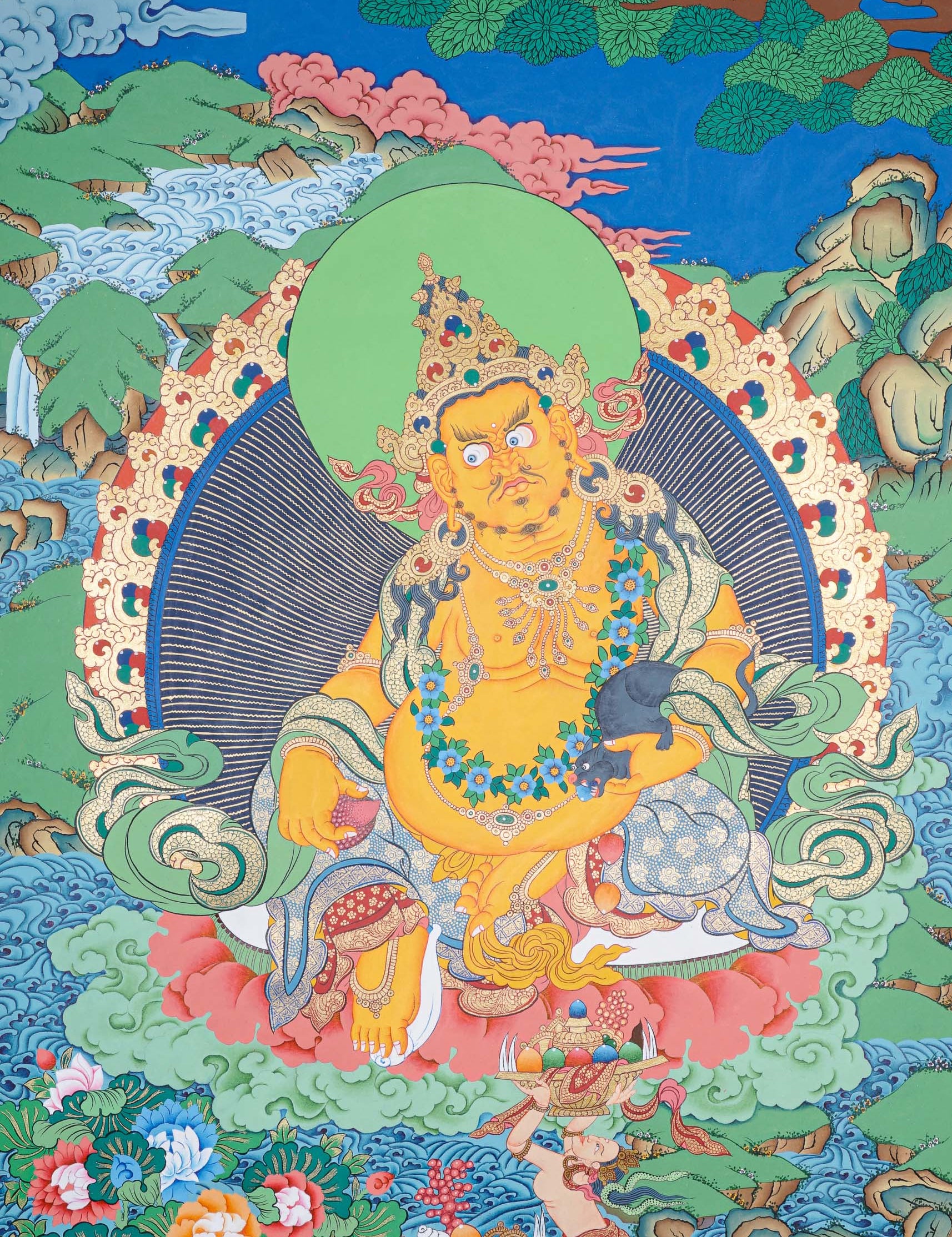 Zambala Thangka Painting - Wealth Deity