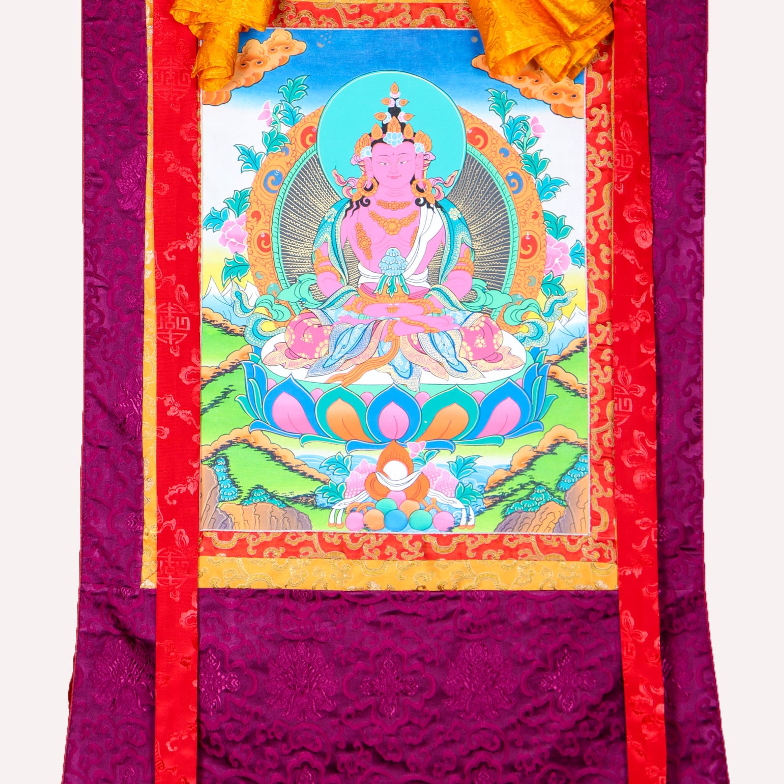 Amitayus Brocade Thangka Painting - Himalayas Shop