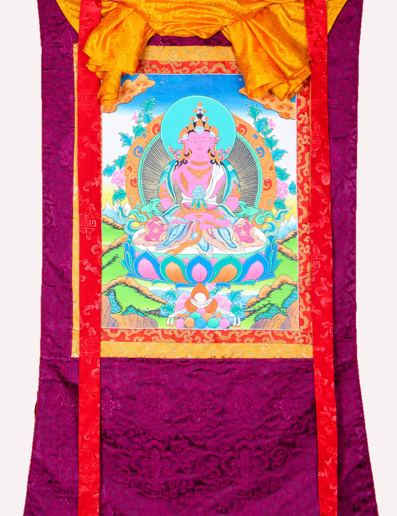 Amitayus Brocade Thangka Painting - Himalayas Shop