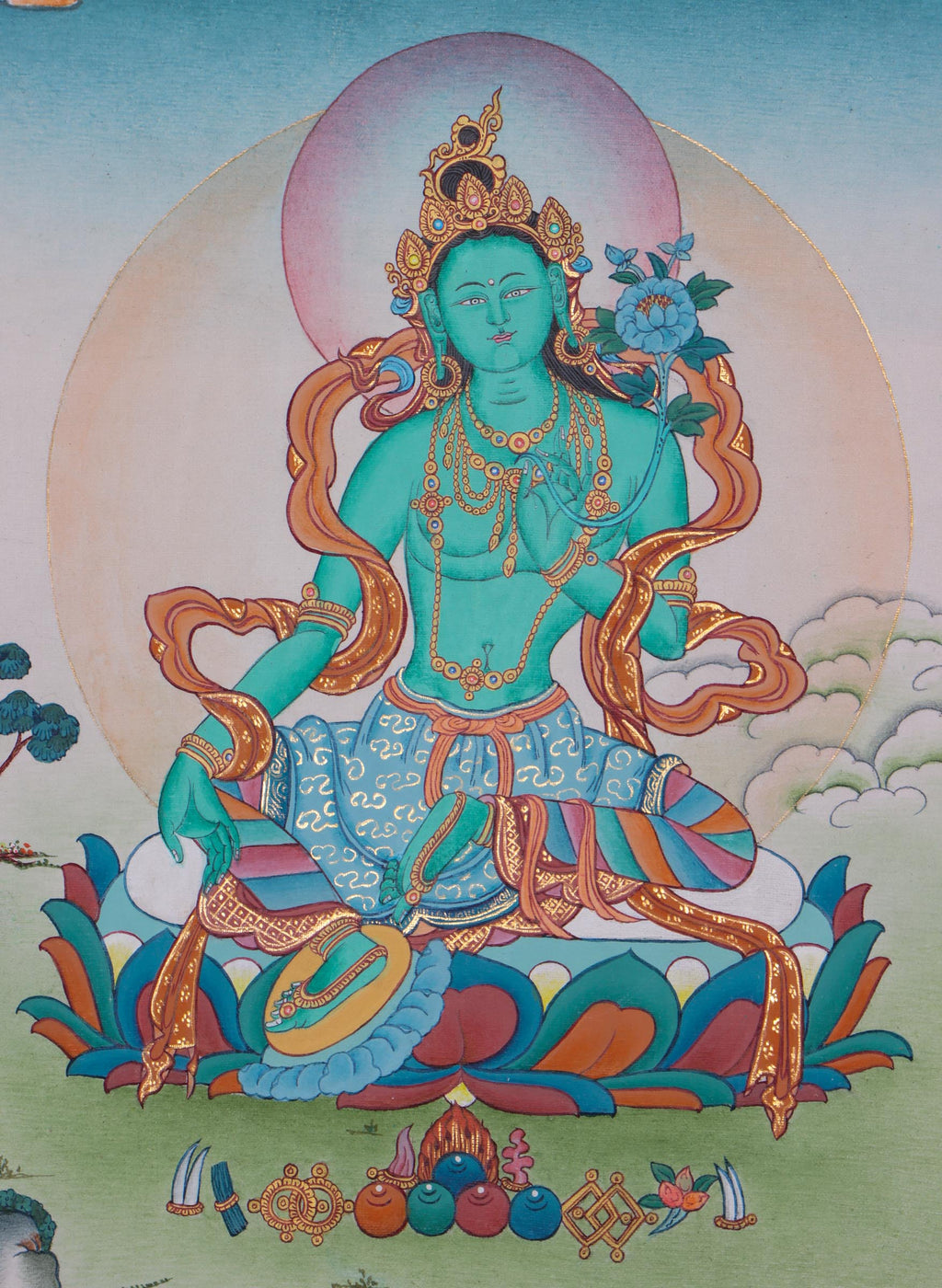 Green Tara Thangka for Meditation & Altar Space
