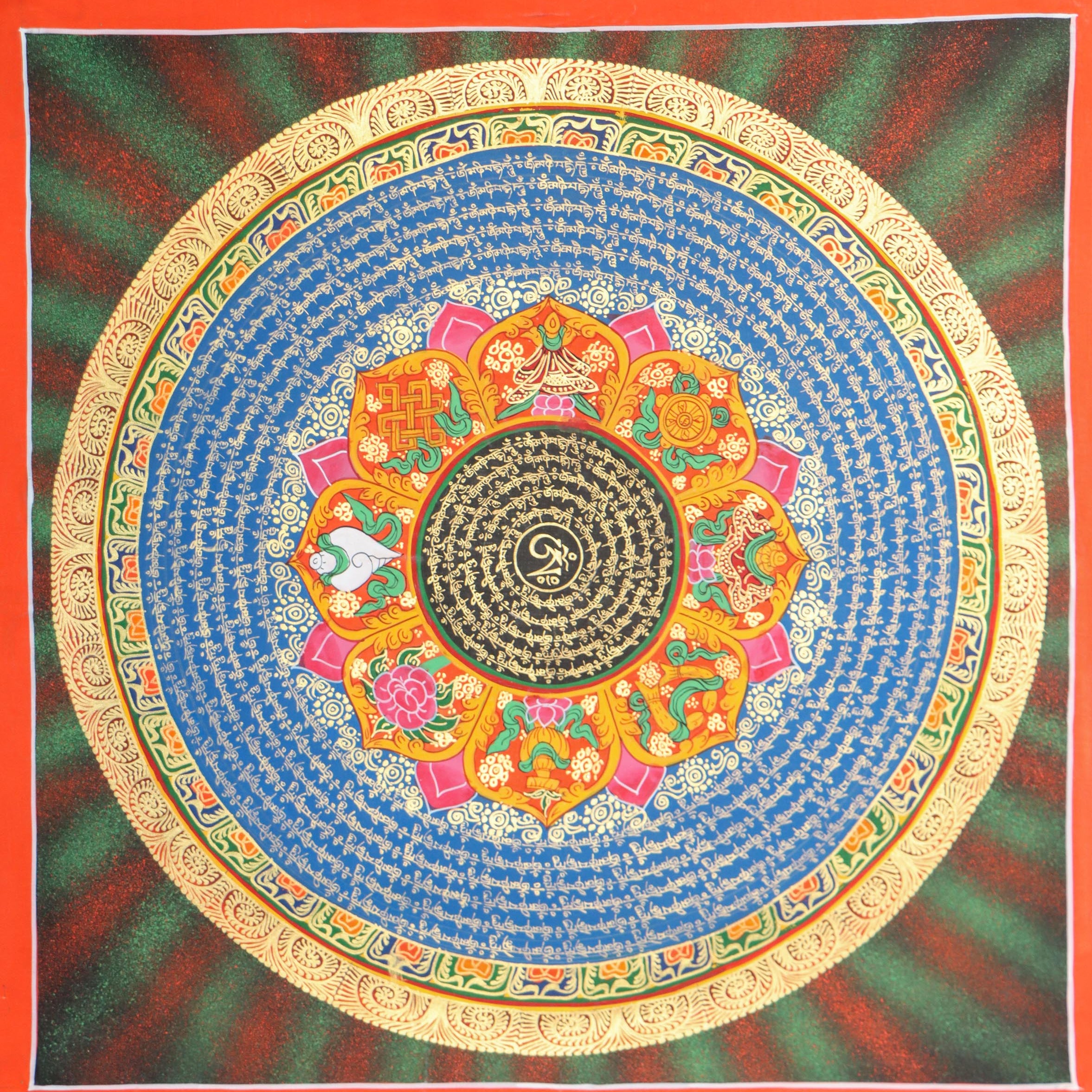 Mantra Mandala Thangka for mini altar spaces.