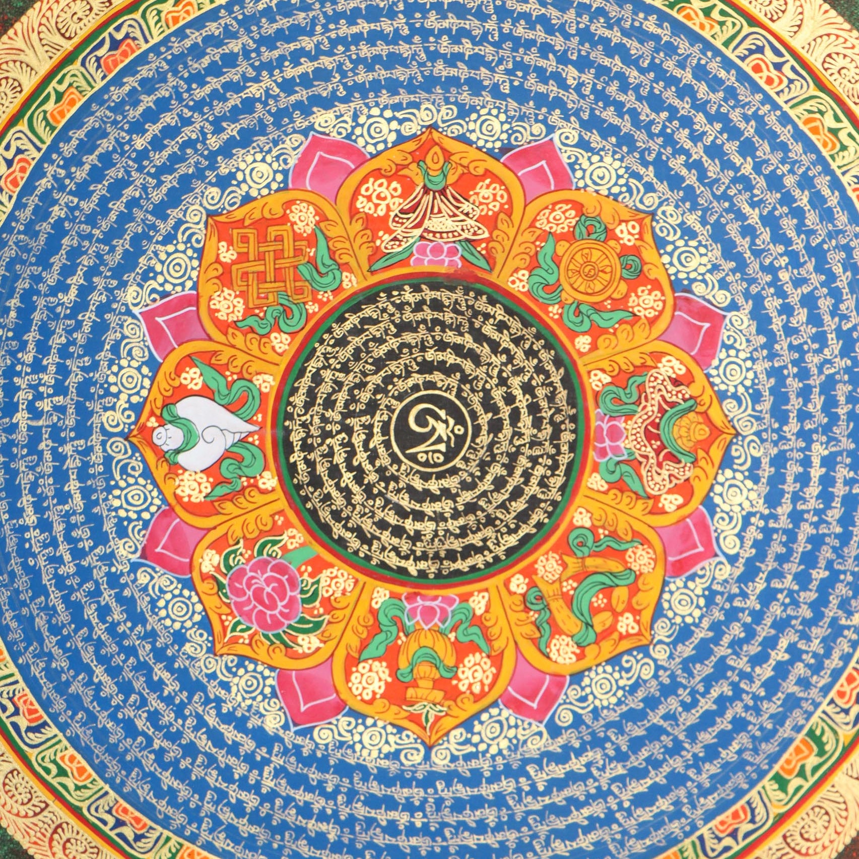 Mantra Mandala Thangka for mini altar spaces.