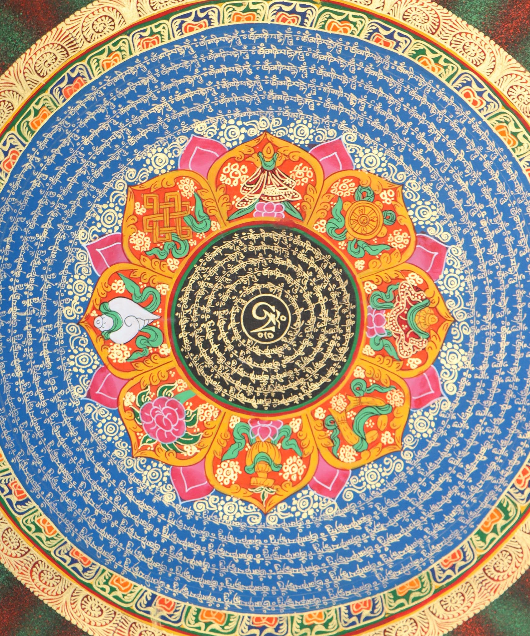 Mantra Mandala Thangka for mini altar spaces.