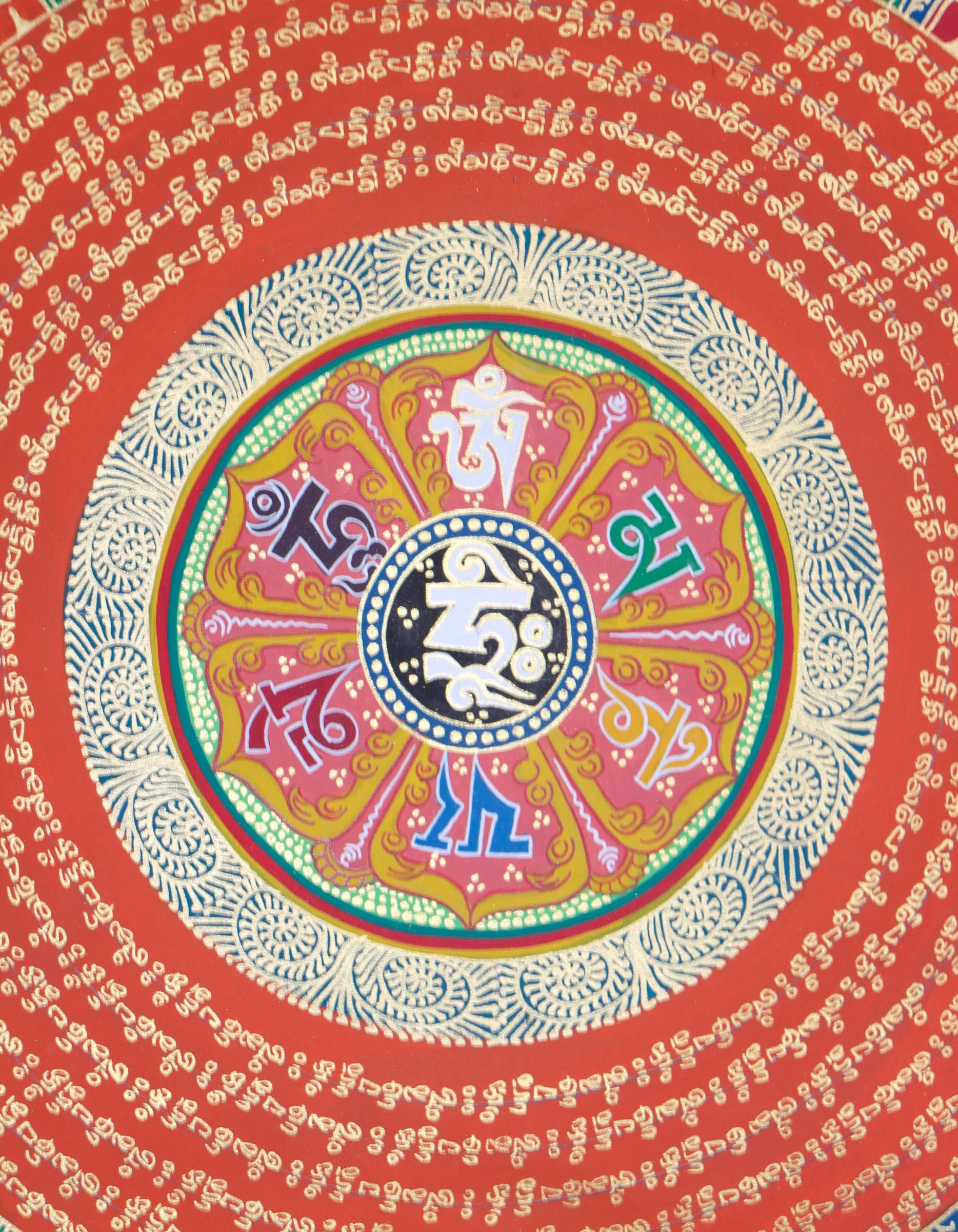 Mantra Mandala Thangka for wall decor .