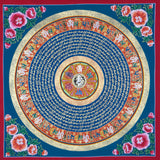 Blue Mantra Mandala Thangka for Meditation .