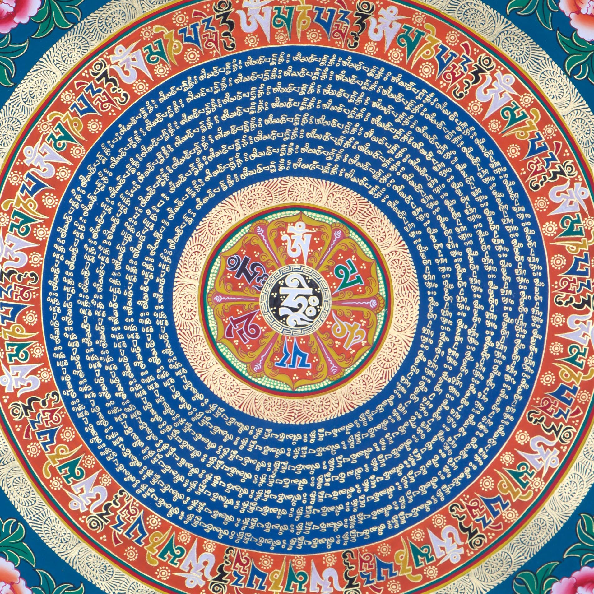 Mantra Mandala Thangka for Meditation .