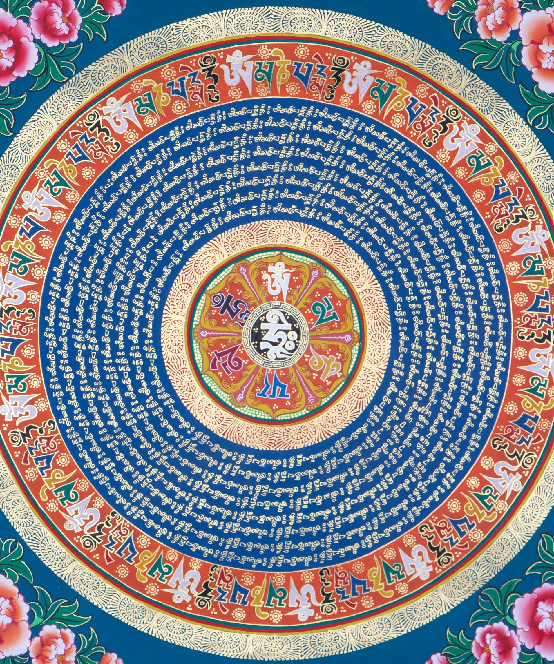 Mantra Mandala Thangka for Meditation .