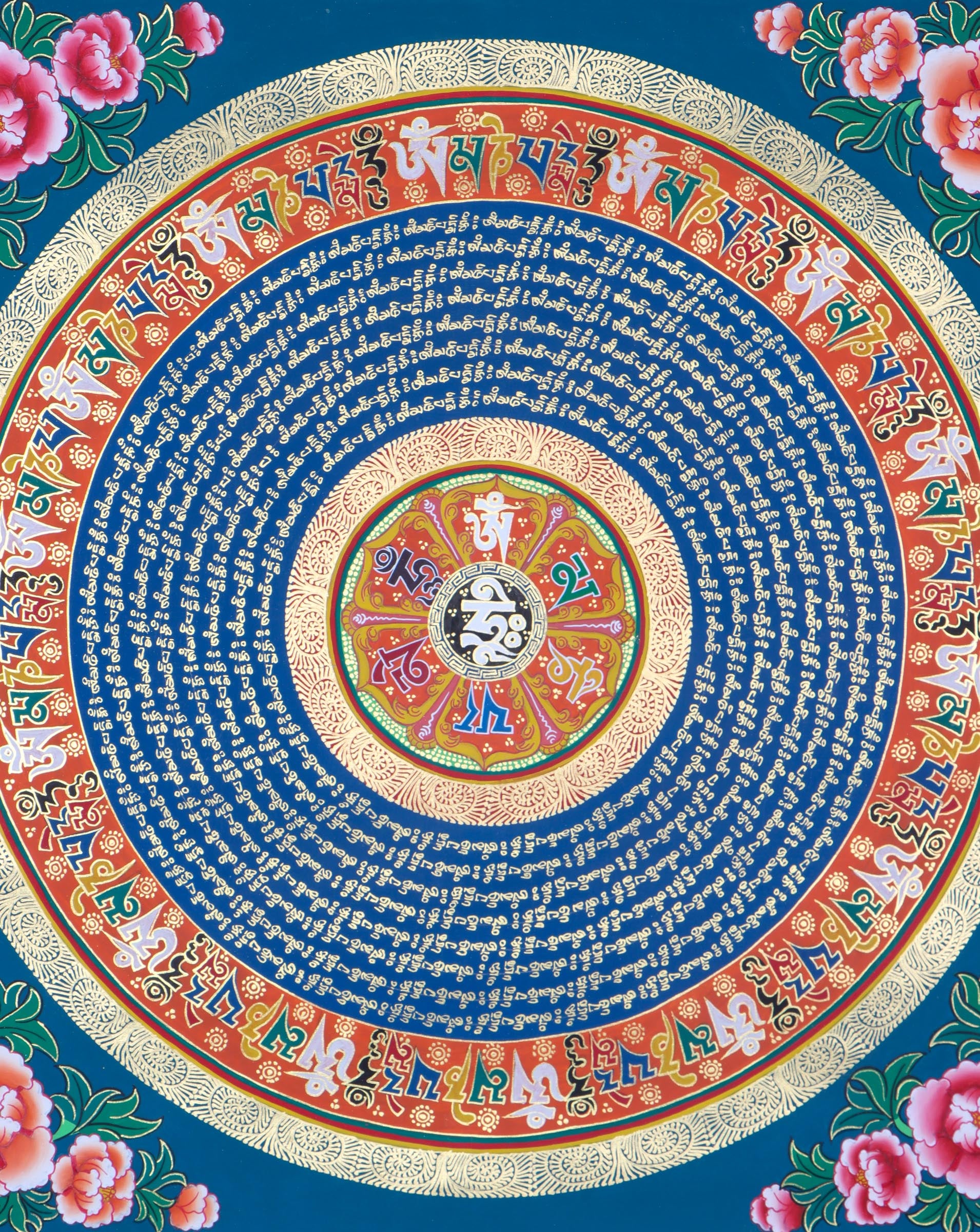 Mantra Mandala Thangka for Meditation .