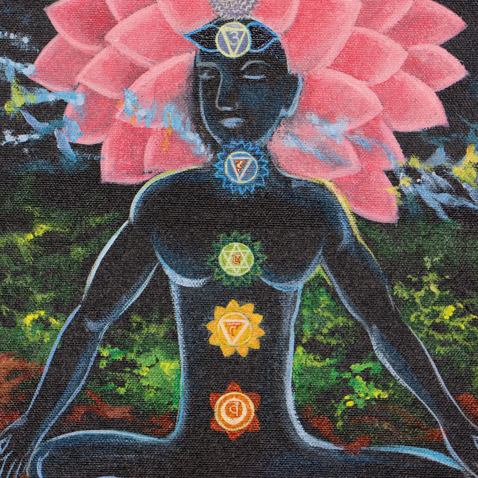 Handpainted oil painting of 7 chakras of Human body.