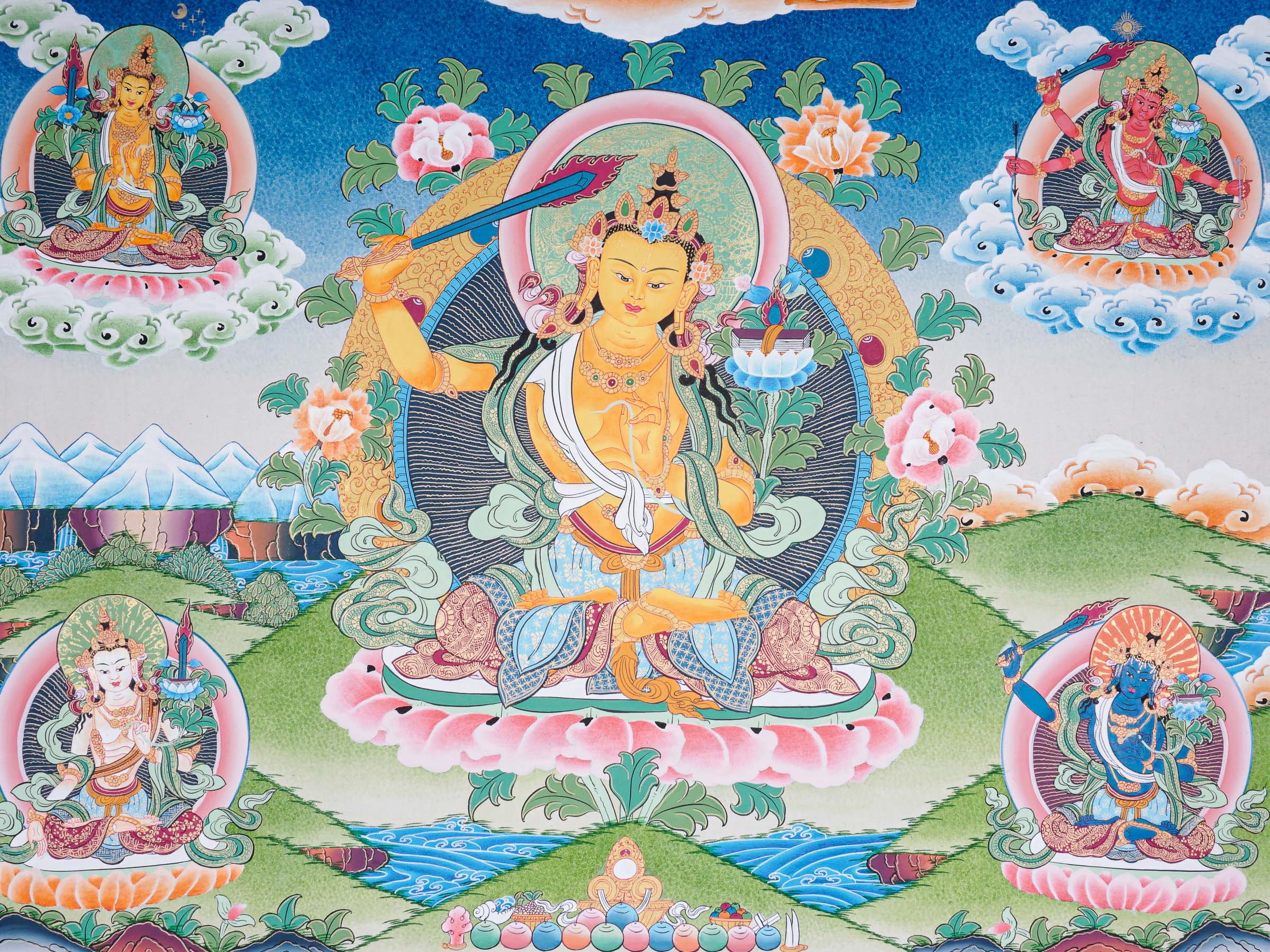 5 Manjushri Thangka - tibetan Painting