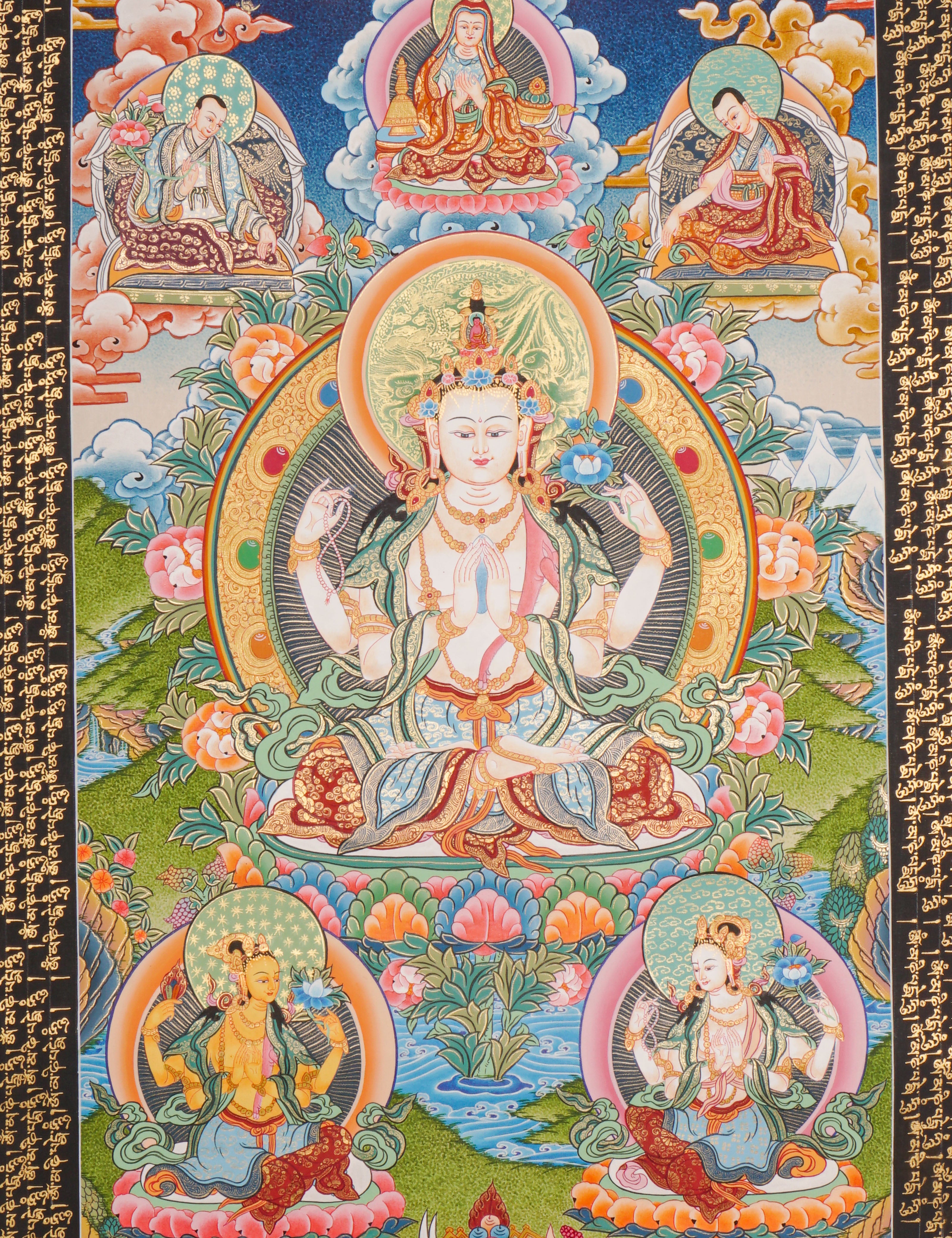 Chengresi Thangka - Handpainted by skillful artisan - Himalayas Shop