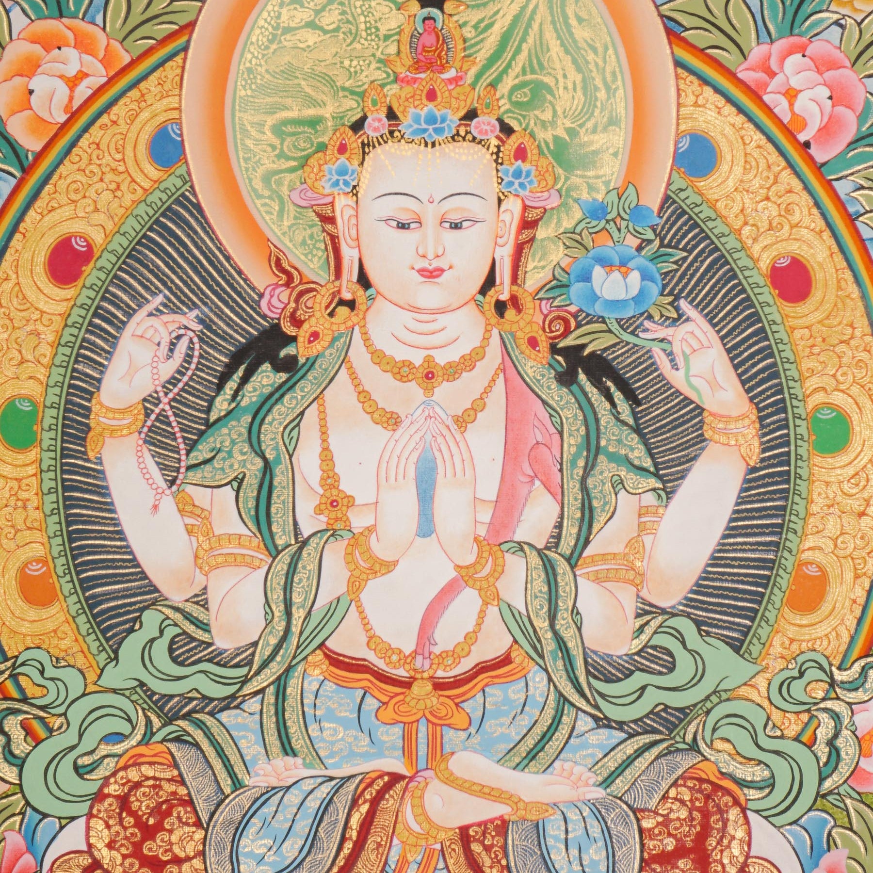 Chengresi Thangka - Handpainted by skillful artisan - Himalayas Shop