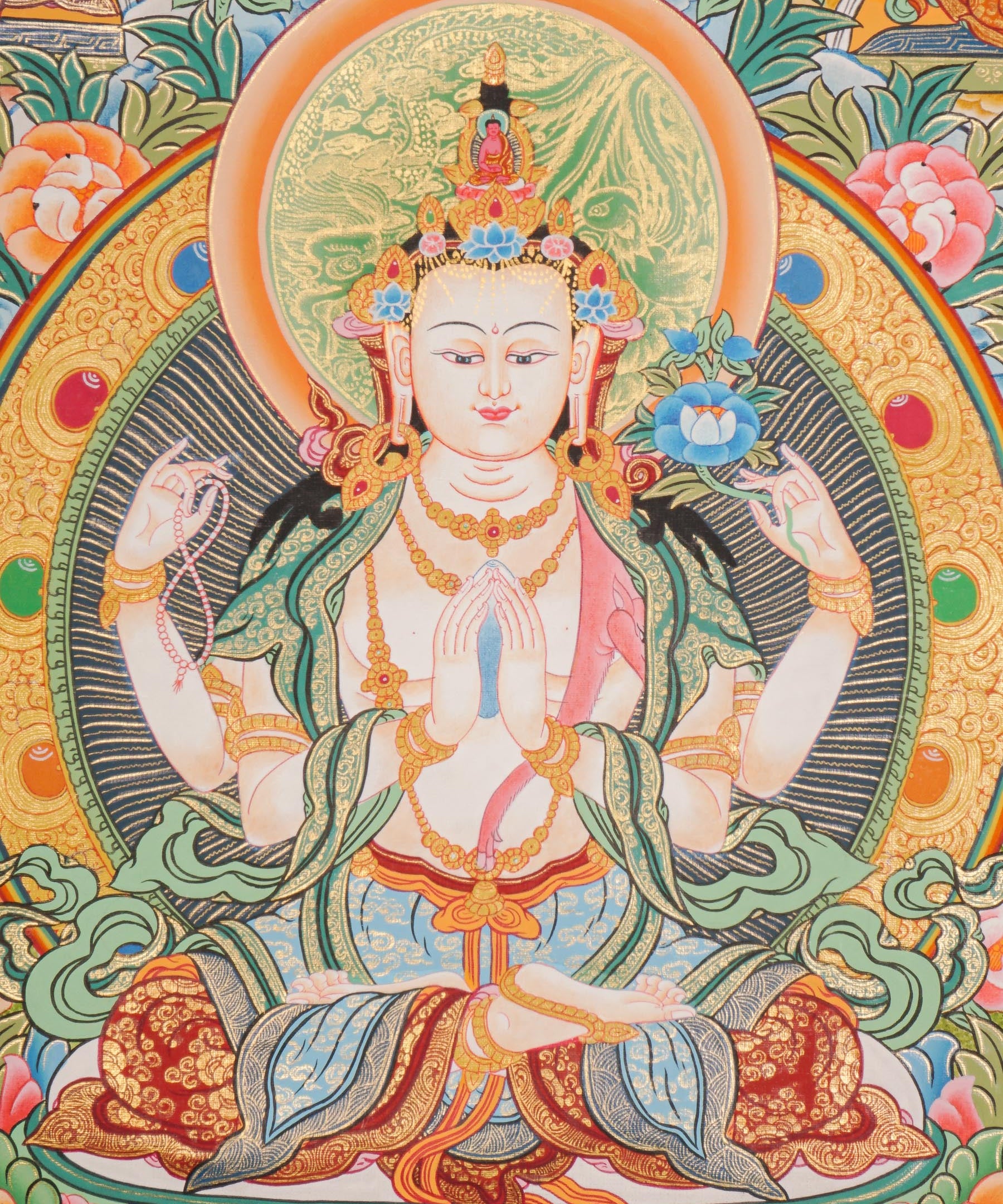 Chengresi Thangka - Handpainted by skillful artisan - Himalayas Shop