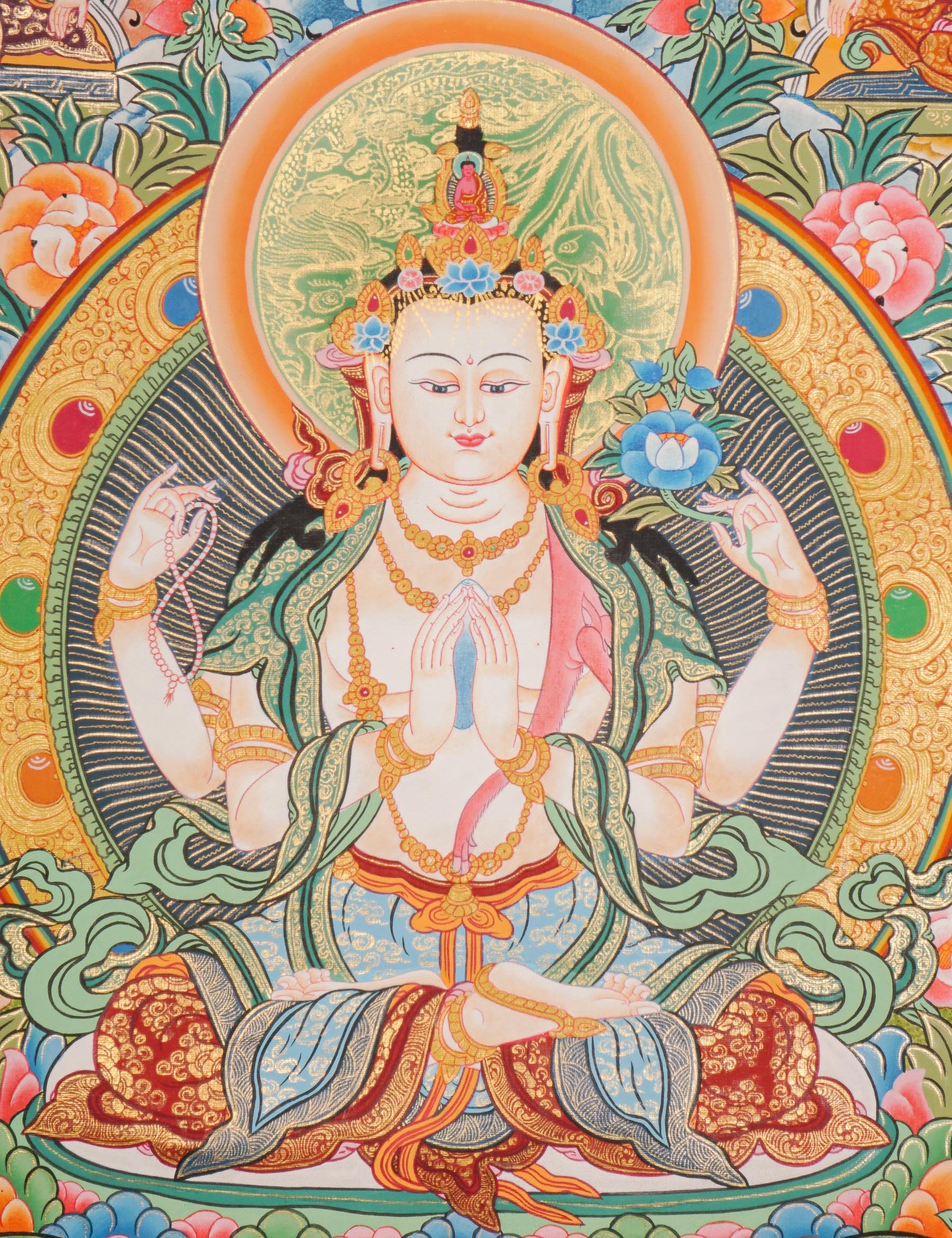 Chengresi Thangka - Handpainted by skillful artisan - Himalayas Shop