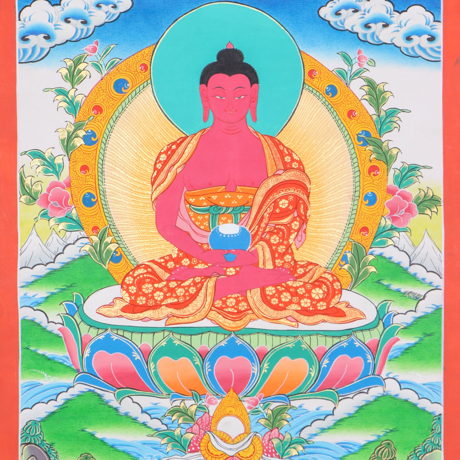 Amitabha Thangka for spiritual connections, aid concentration, and generate positive energy.