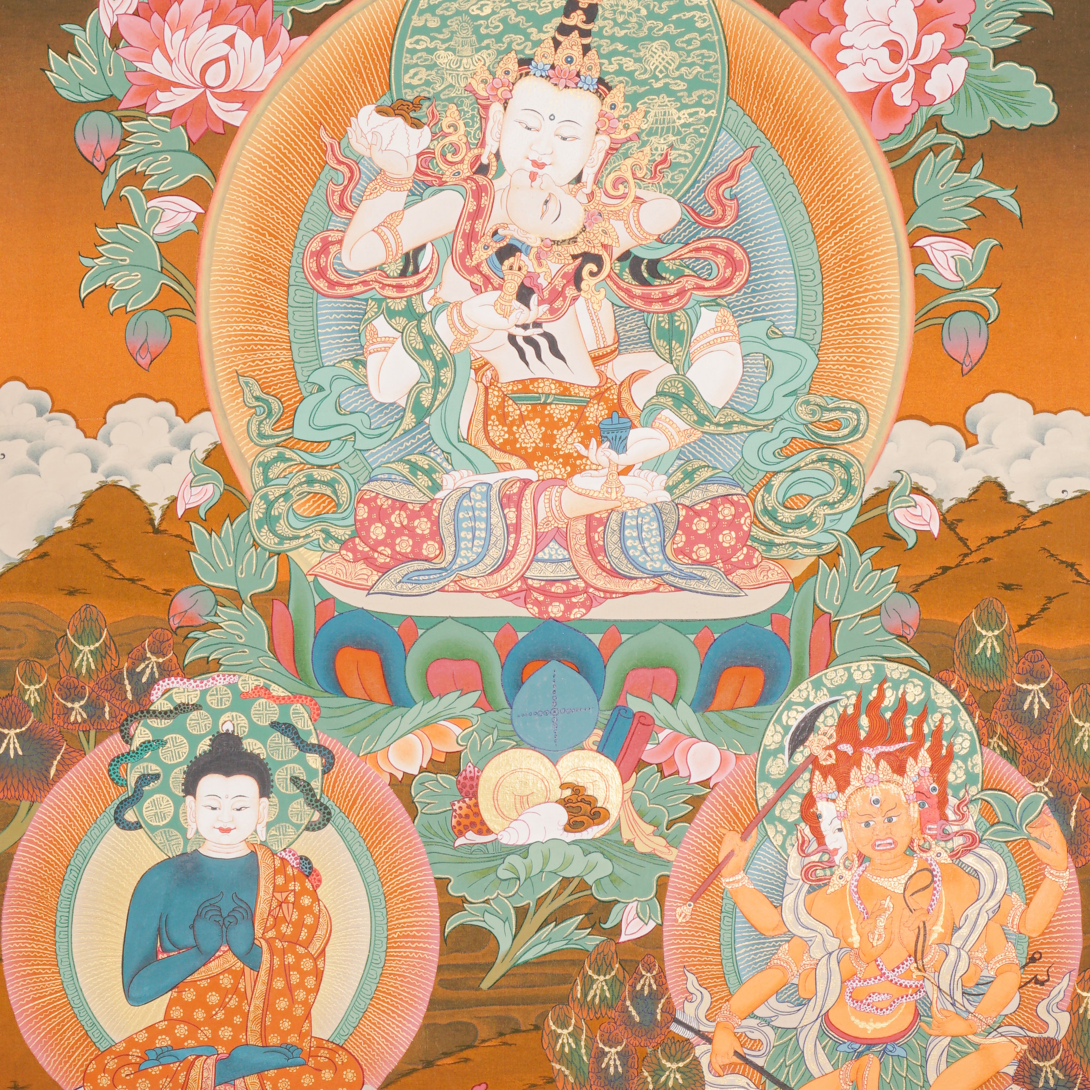 Vajrasattwa Shakti Thangka Painting for prayer and meditation.