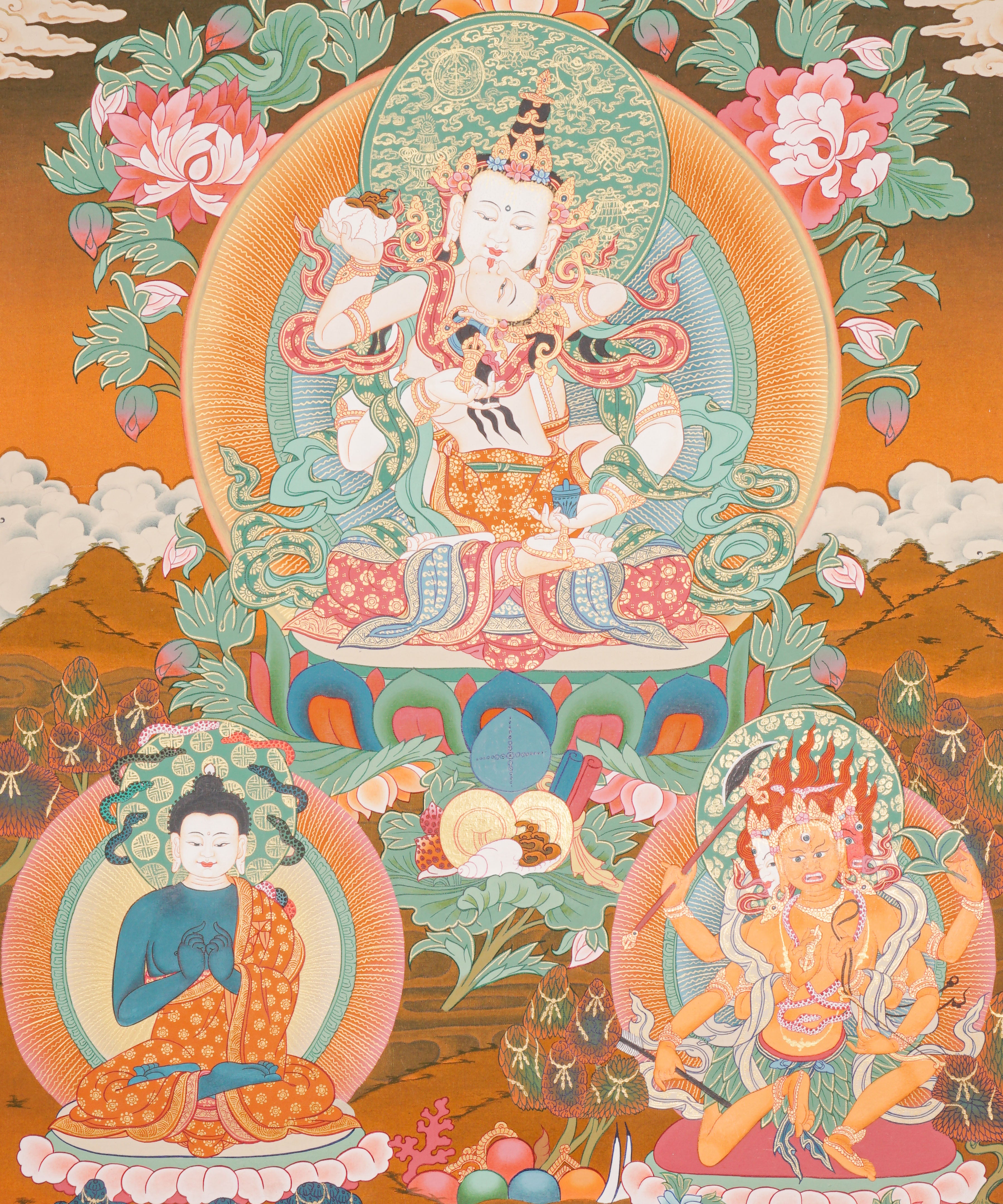 Vajrasattwa Shakti Thangka Painting for prayer and meditation.