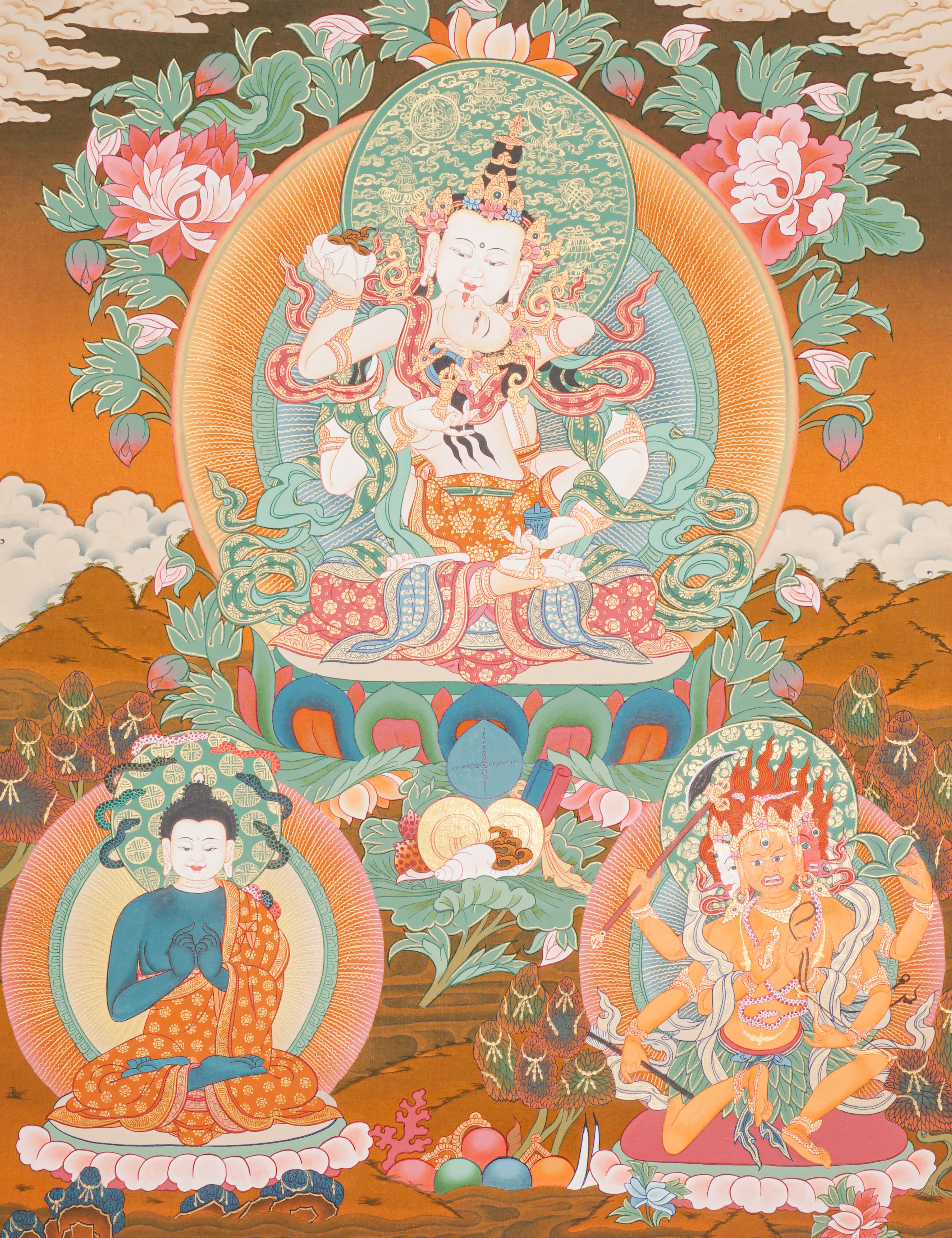 Vajrasattwa Shakti Thangka Painting for prayer and meditation.