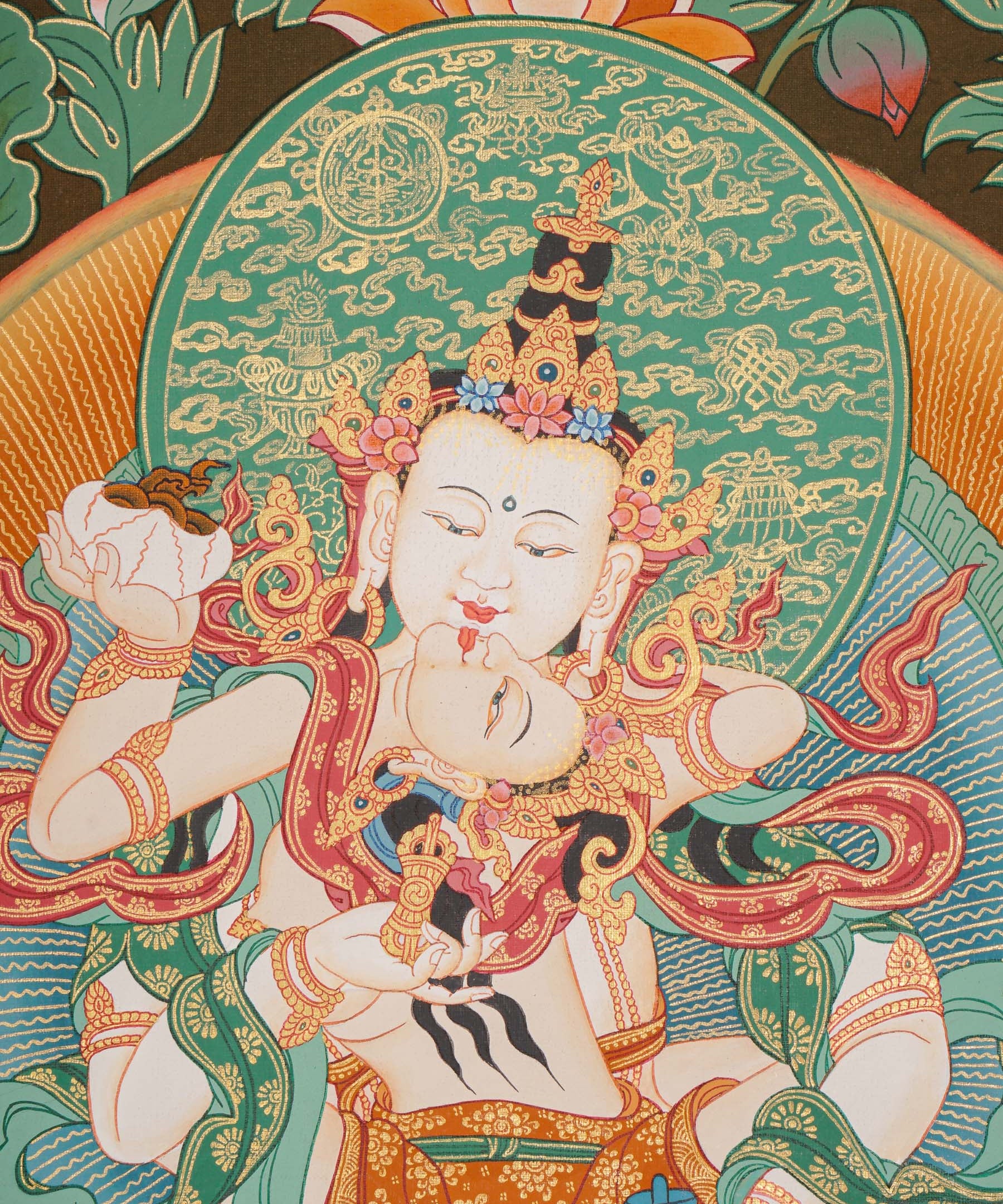 Vajrasattwa Shakti Thangka Painting for prayer and meditation.