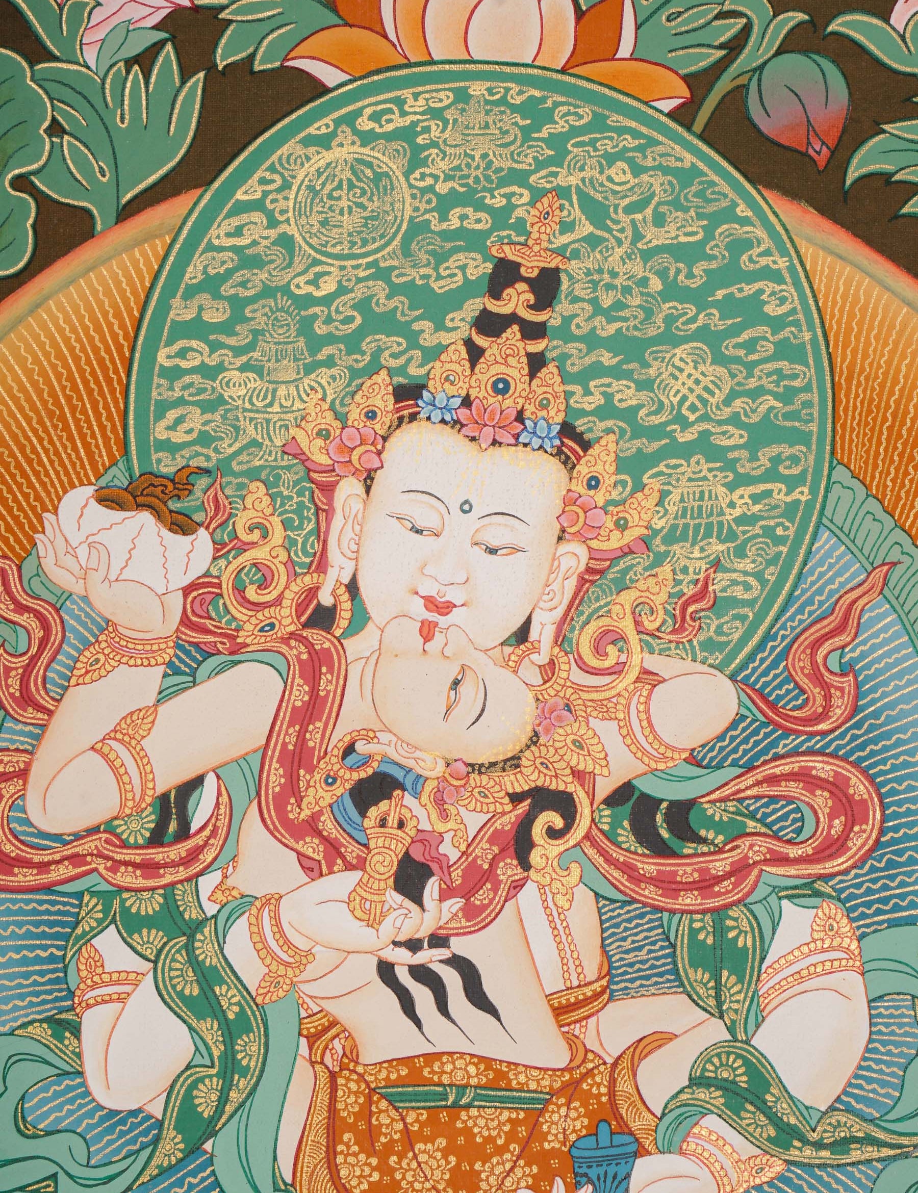 Vajrasattwa Shakti Thangka Painting for prayer and meditation.