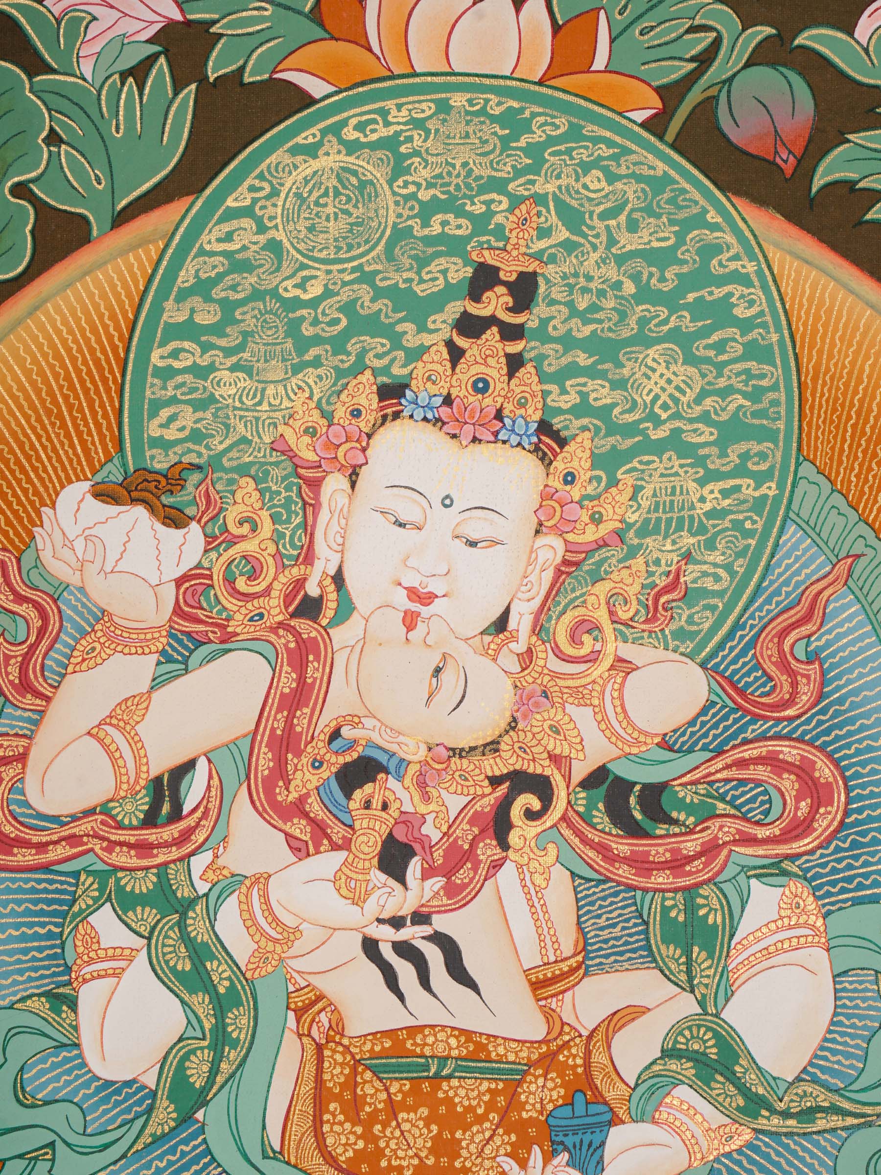 Vajrasattwa Shakti Thangka Painting for prayer and meditation.