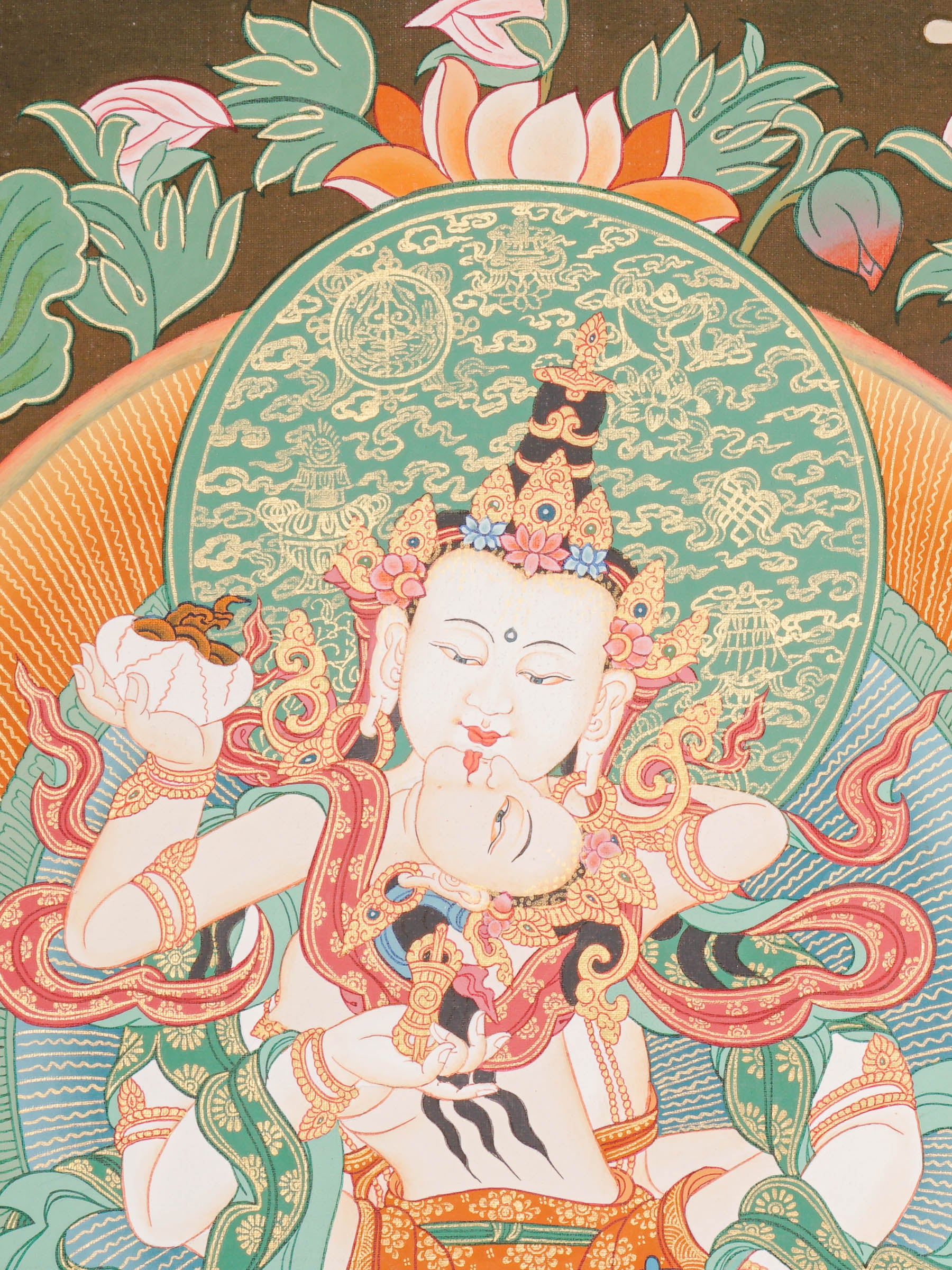 Vajrasattwa Shakti Thangka Painting for prayer and meditation.