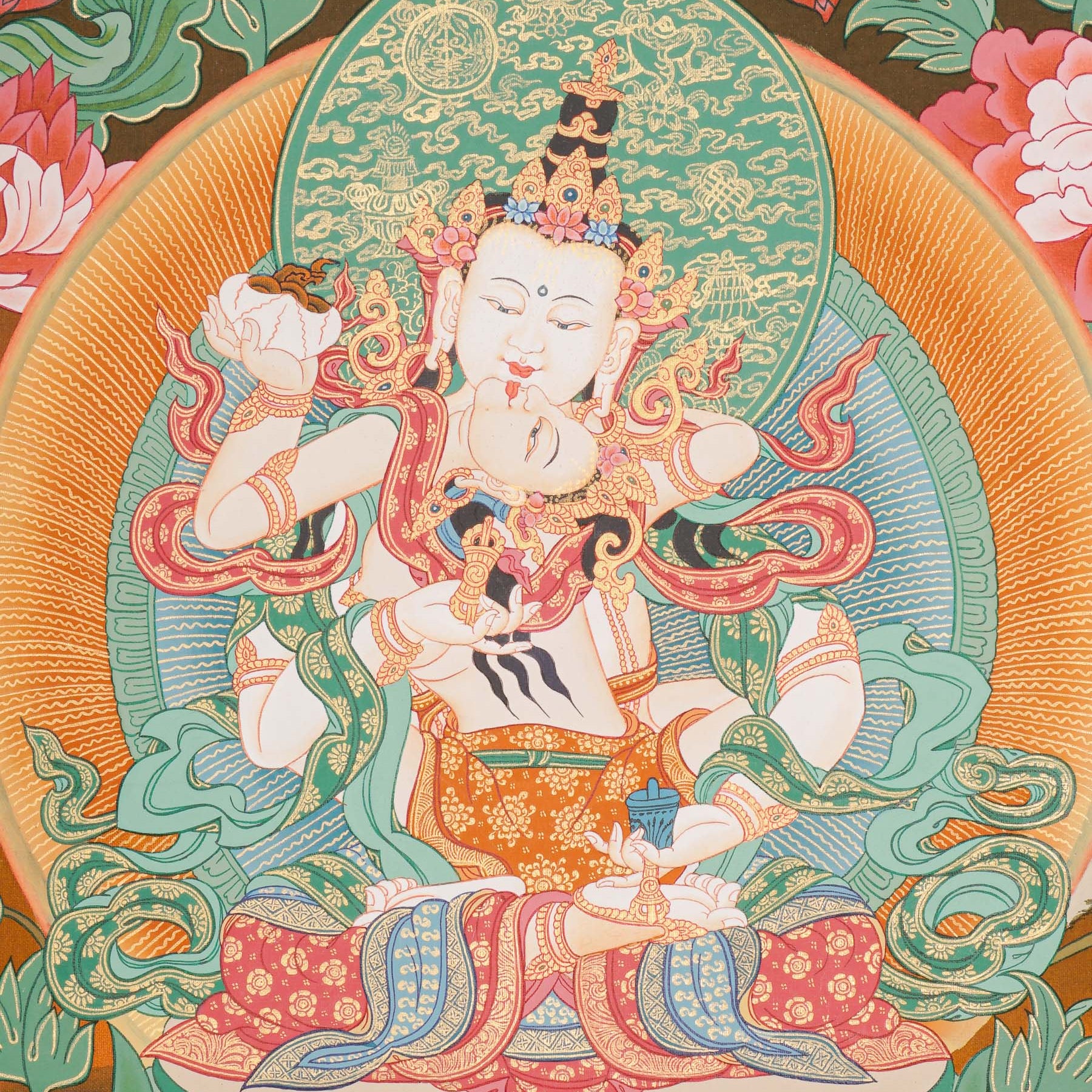 Vajrasattwa Shakti Thangka Painting for prayer and meditation.