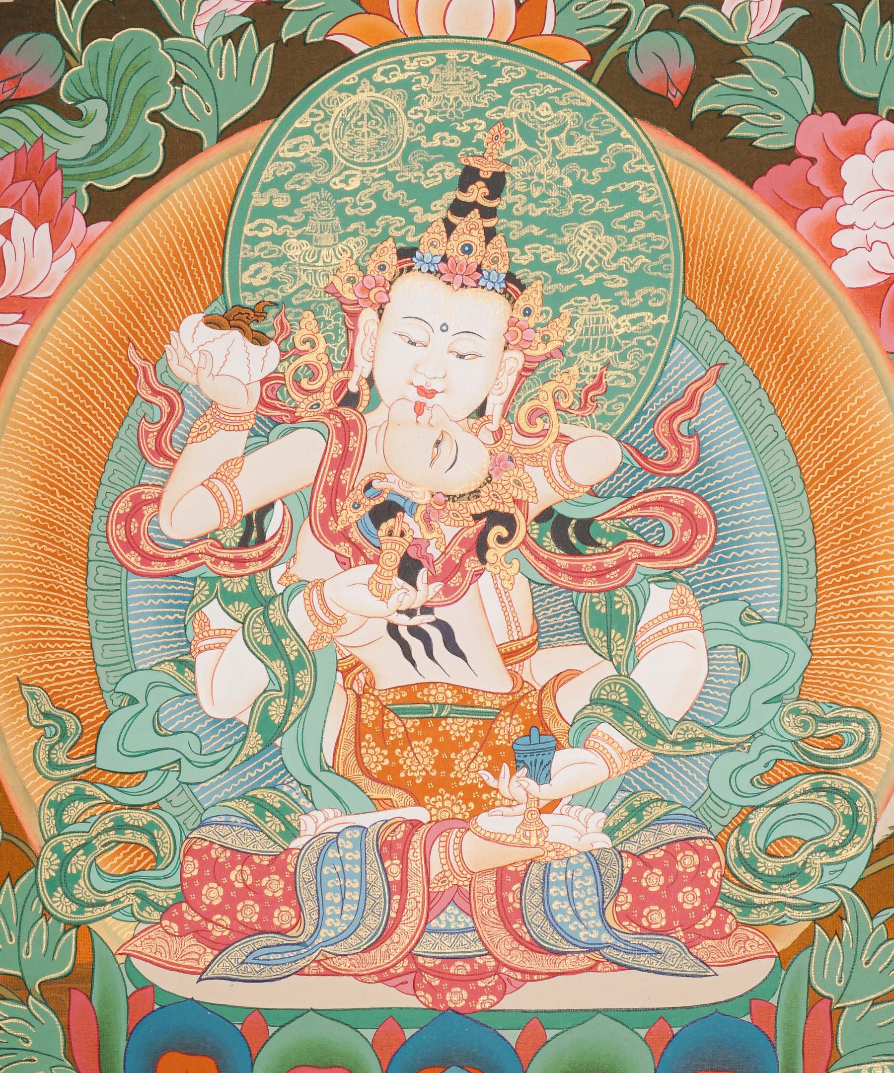 Vajrasattwa Shakti Thangka Painting for prayer and meditation.