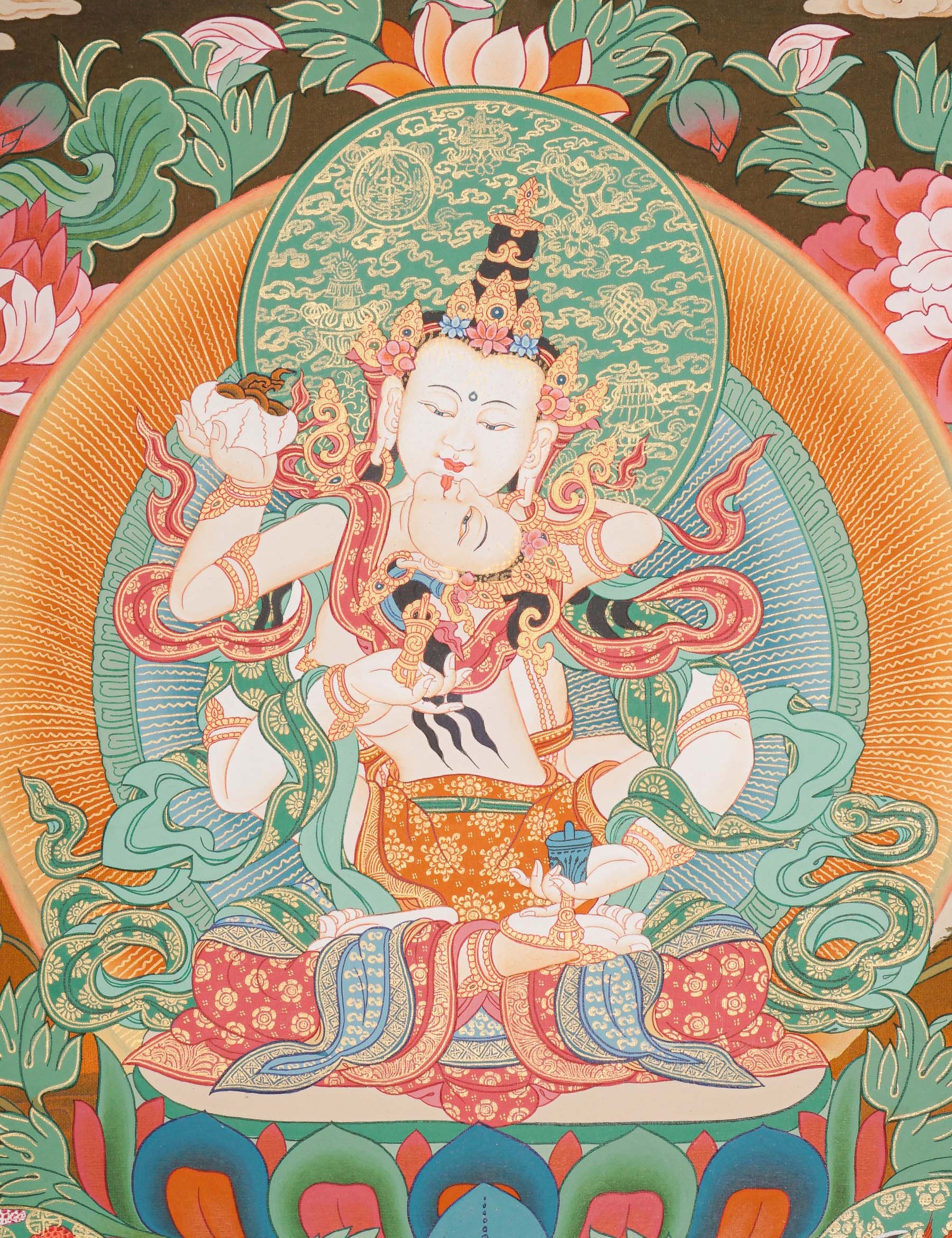 Vajrasattwa Shakti Thangka Painting for prayer and meditation.