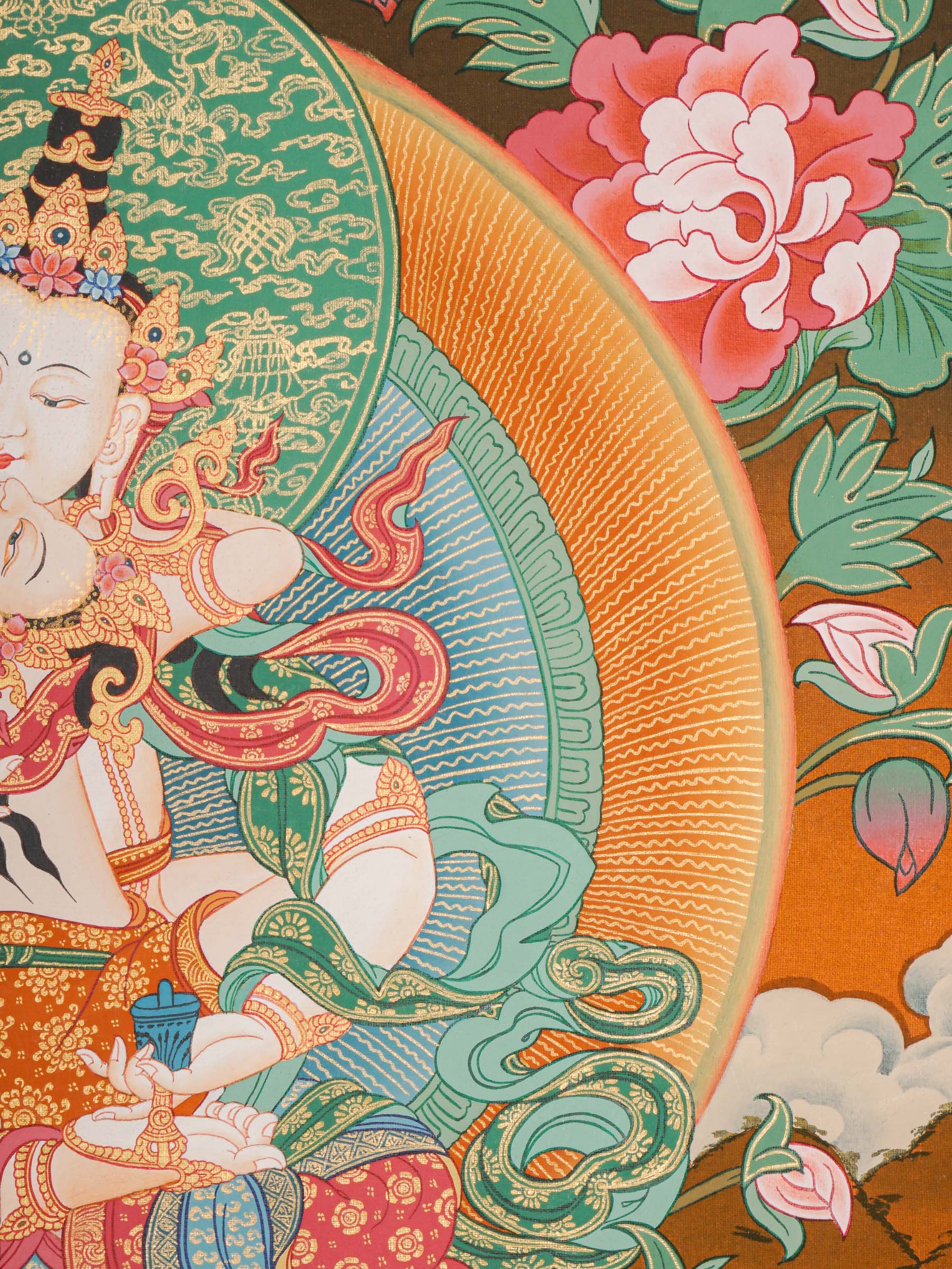 Vajrasattwa Shakti Thangka Painting for prayer and meditation.