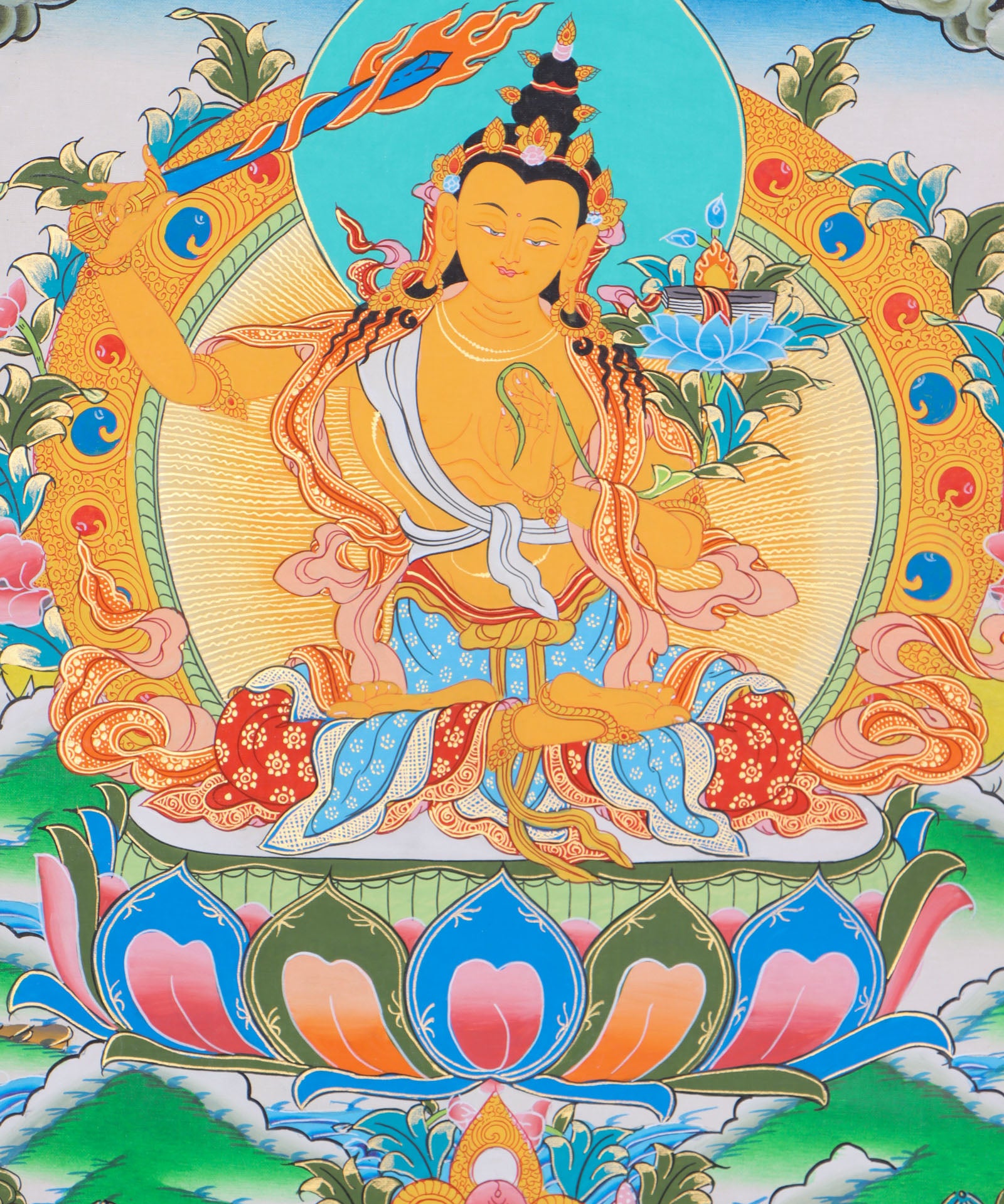 Manjushri Thangka for meditation, contemplation, and devotion.