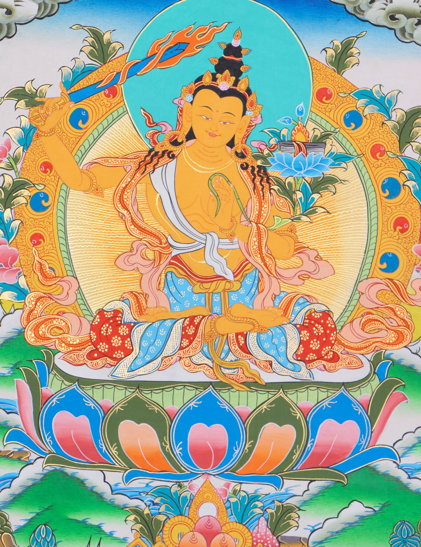 Manjushri Thangka for meditation, contemplation, and devotion.