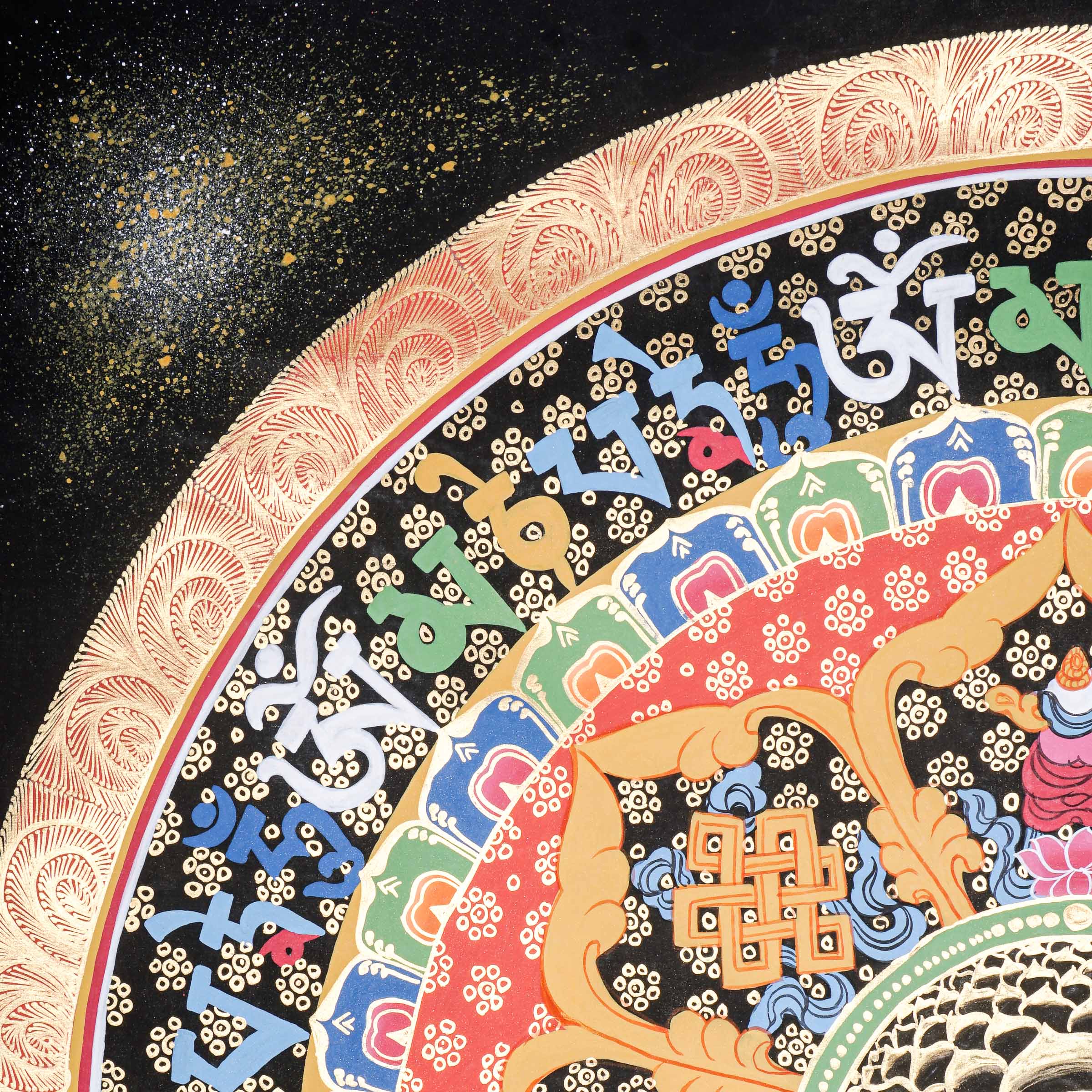 Handpainted Round Mandala Thangka for wall hanging decor.