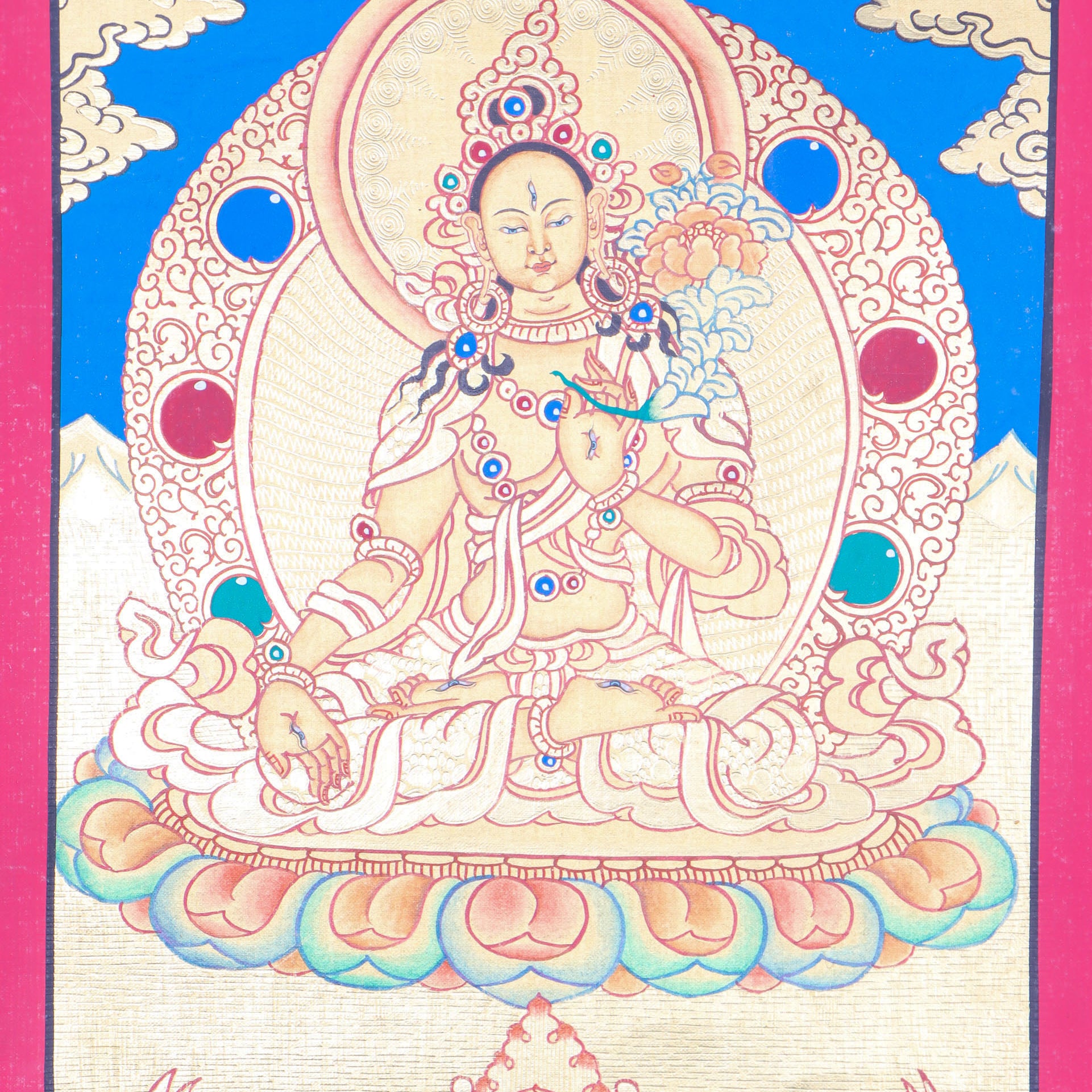  White Tara Thangka Painting is an ideal tool for meditative reflection.