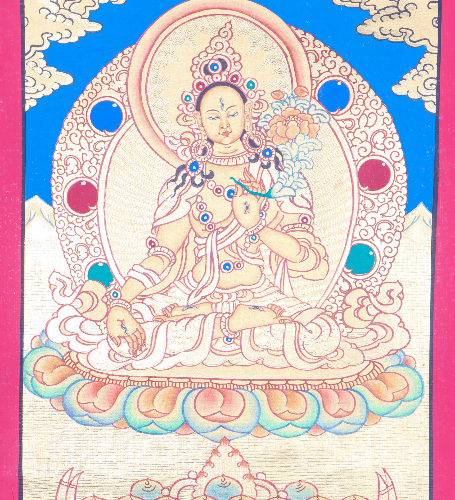  White Tara Thangka Painting is an ideal tool for meditative reflection.