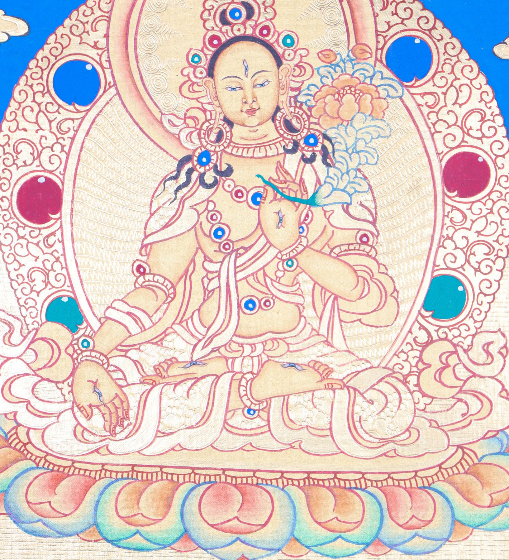 White Tara Thangka Painting is an ideal tool for meditative reflection.