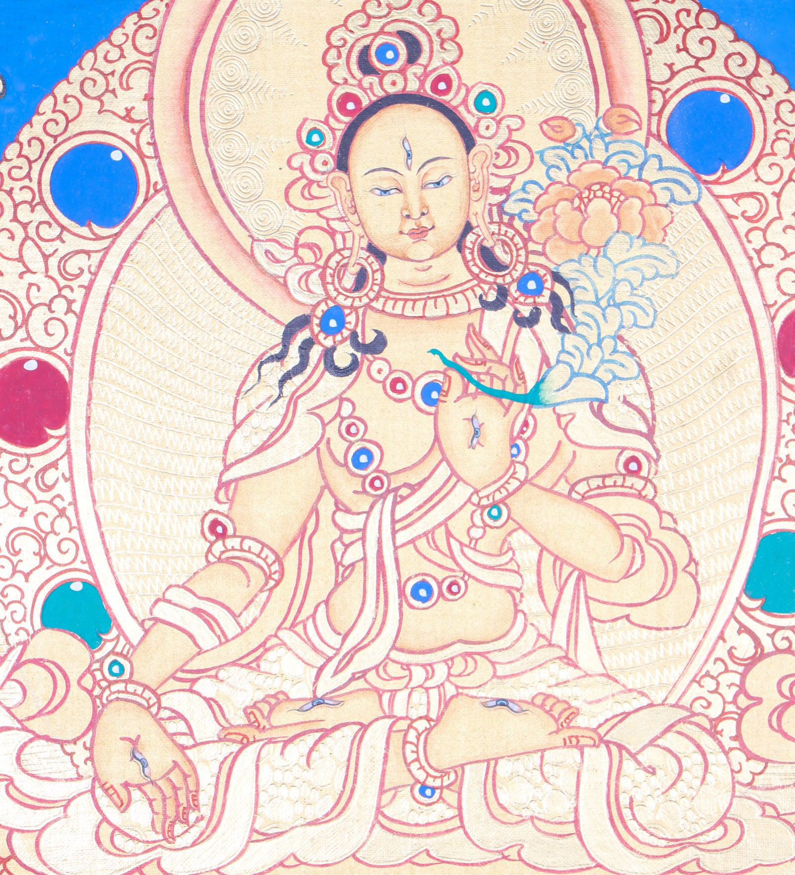  White Tara Thangka Painting is an ideal tool for meditative reflection.