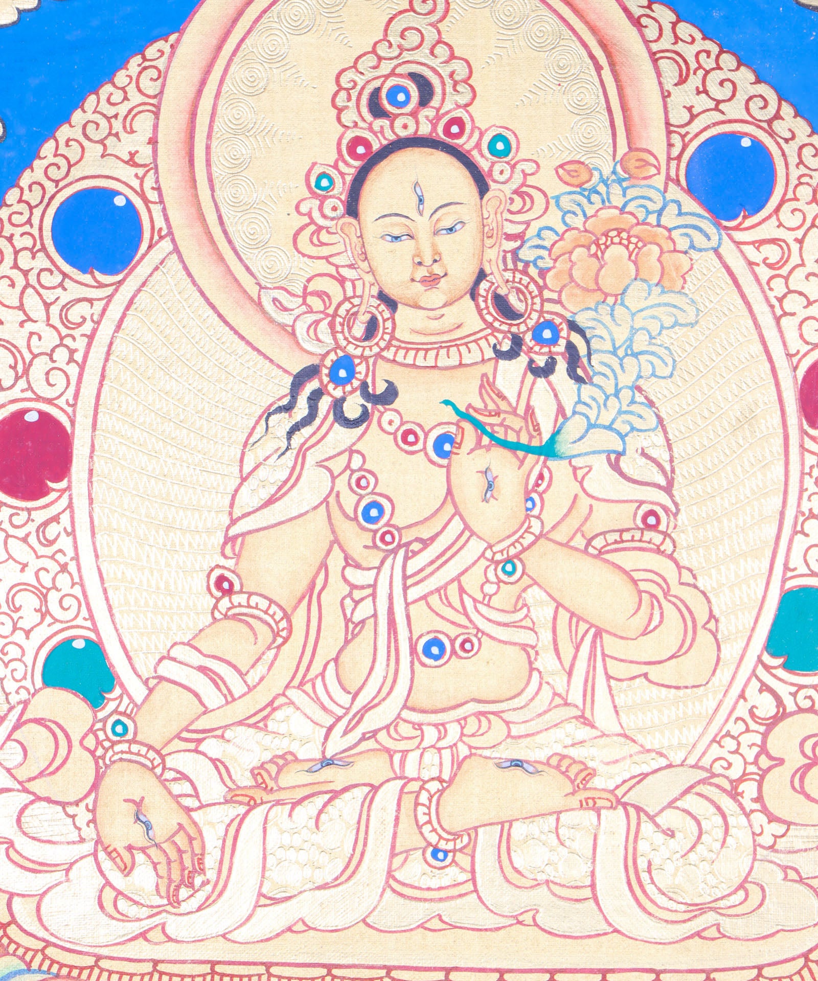  White Tara Thangka Painting is an ideal tool for meditative reflection.