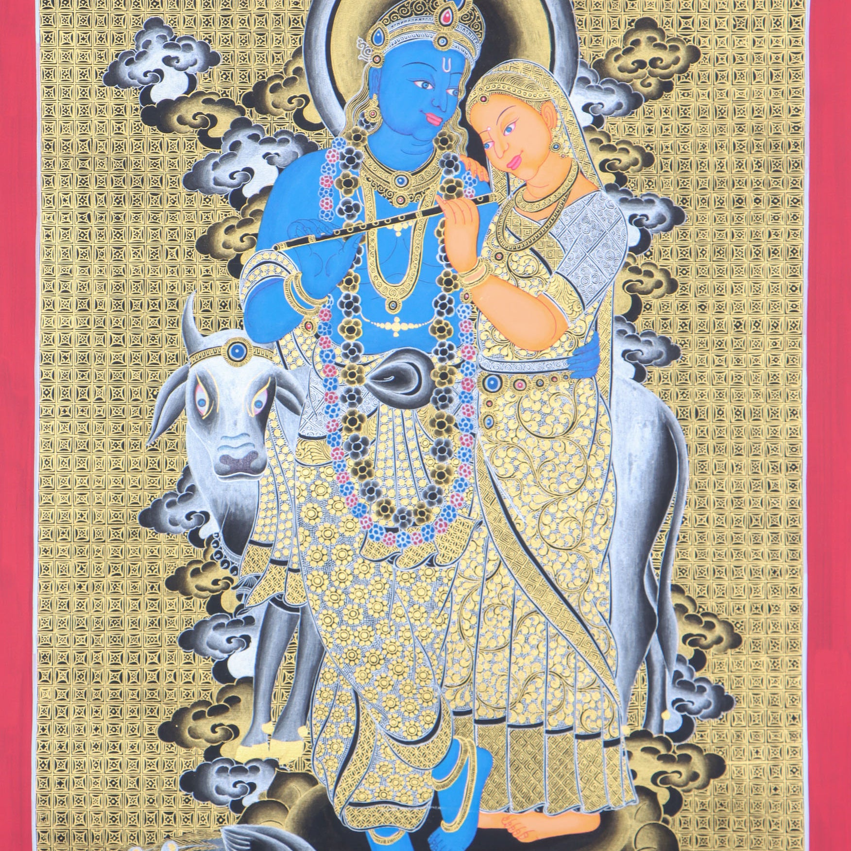 Radha Krishna Thangka for meditation and spirituality.