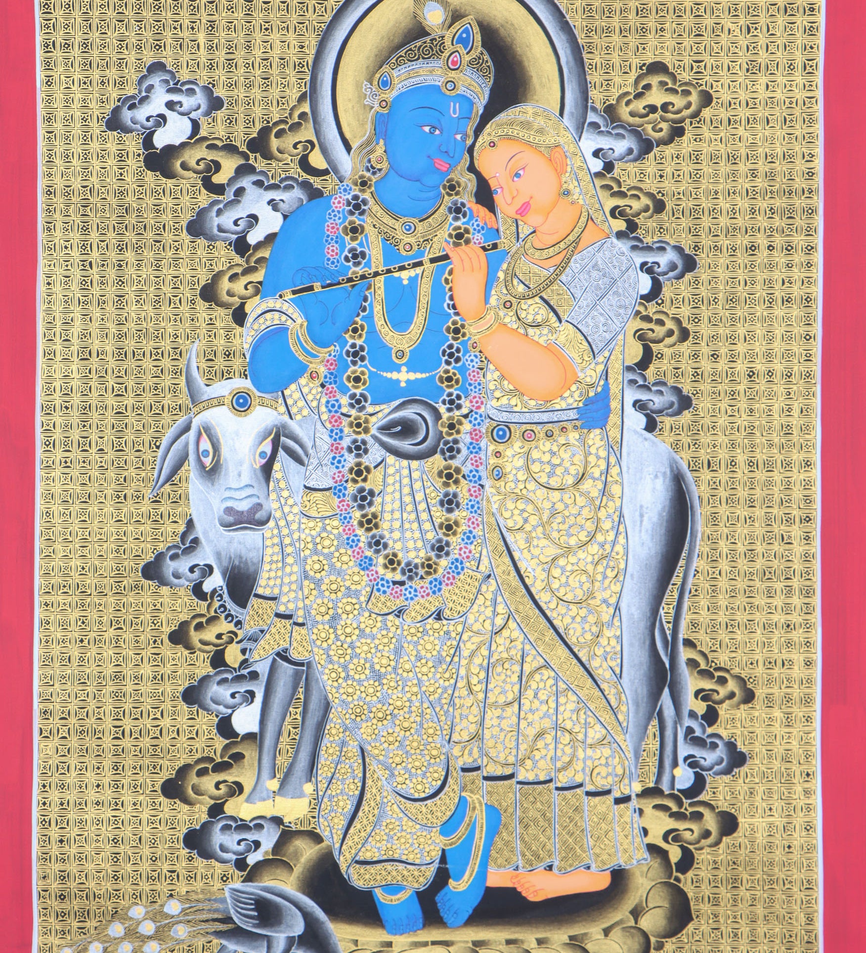 Radha Krishna Thangka for meditation and spirituality.