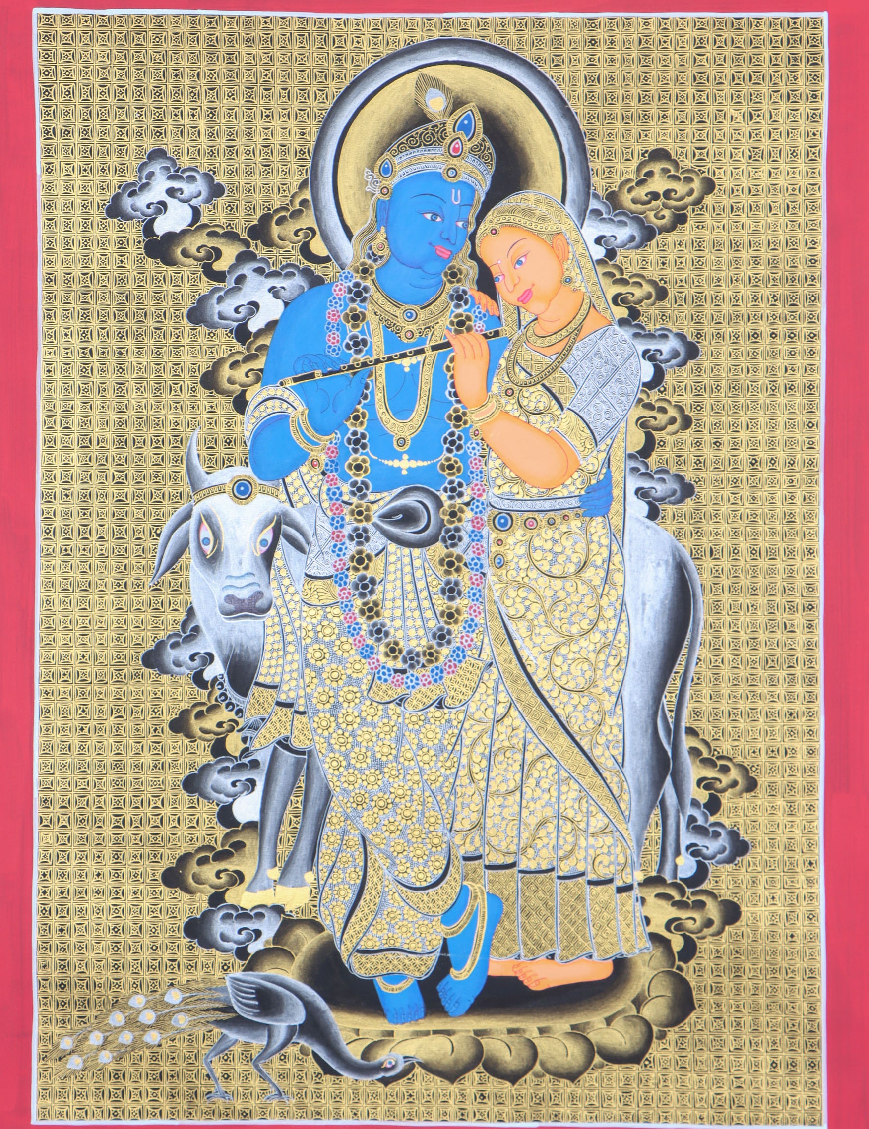 Radha Krishna Thangka for meditation and spirituality.