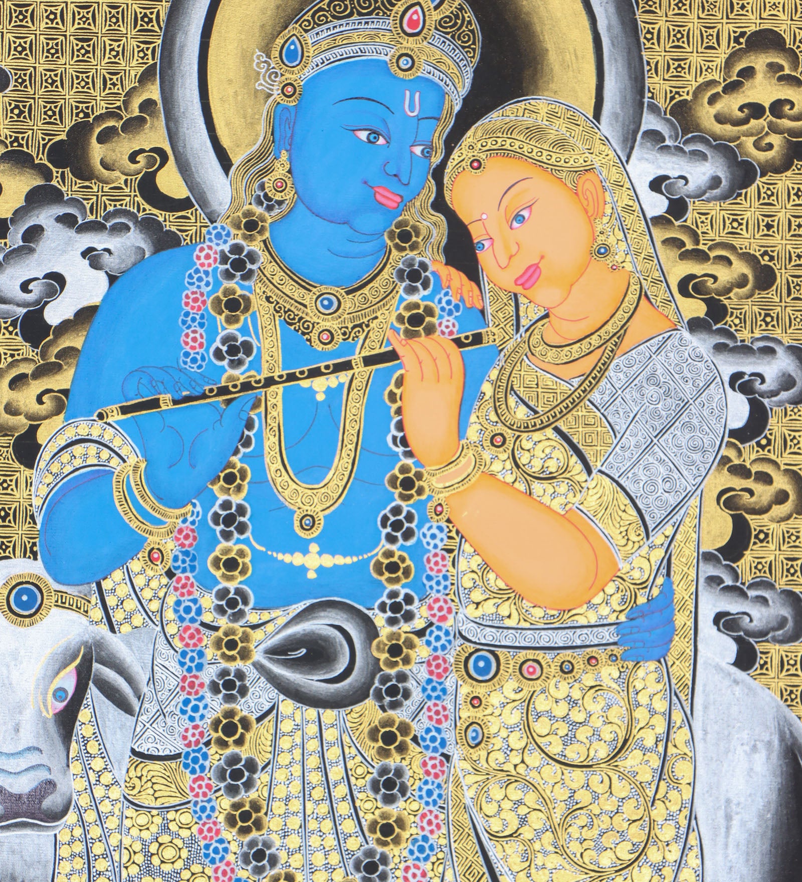 Radha Krishna Thangka for meditation and spirituality.