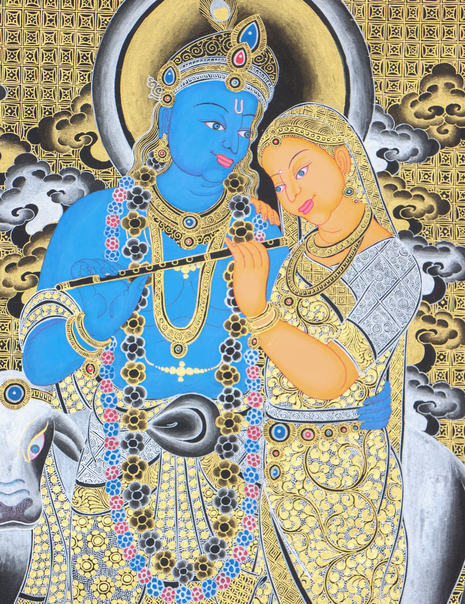 Radha Krishna Thangka for meditation and spirituality.