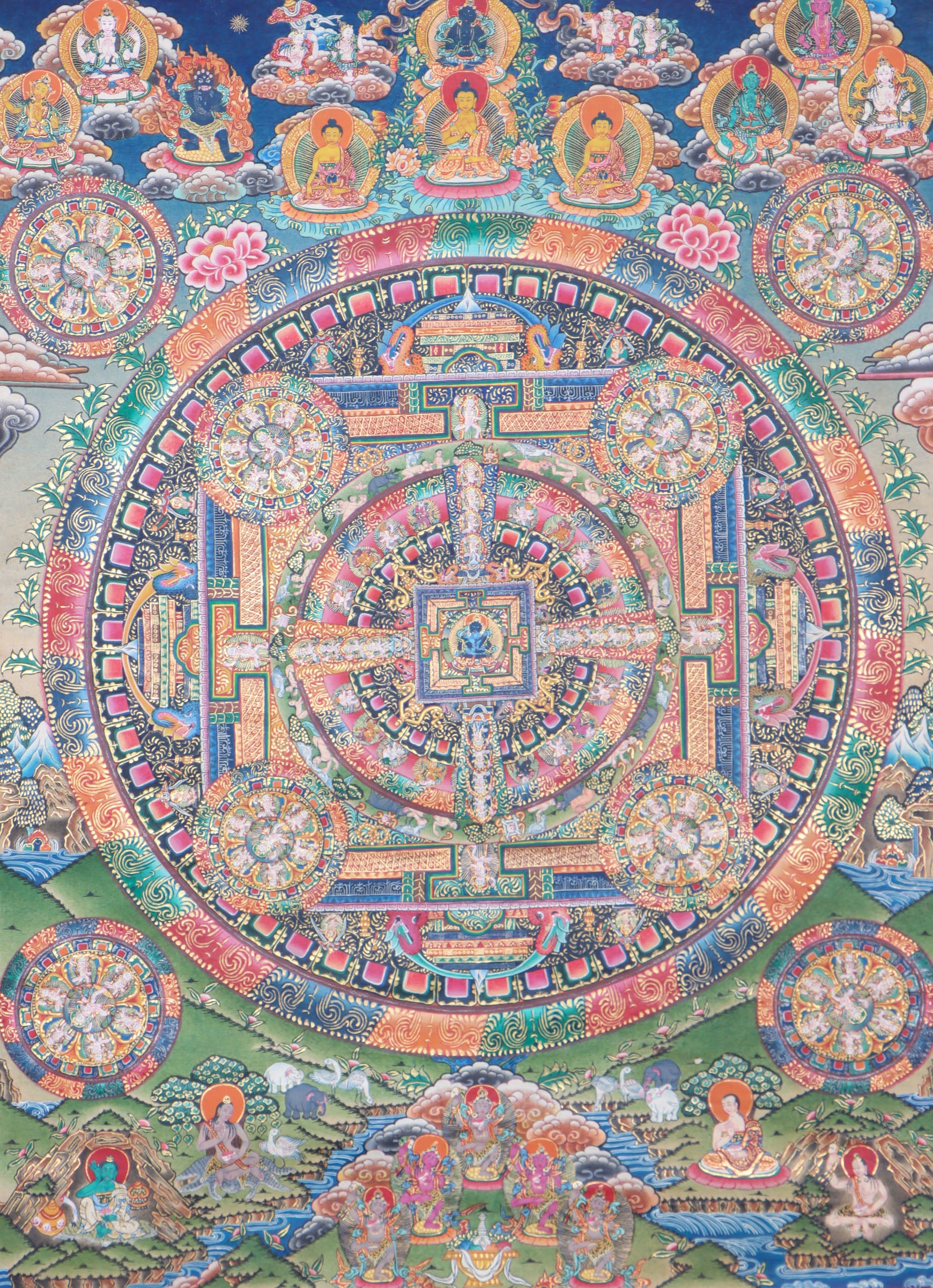  Vajradhara Mandala Thangka assists with meditation, contemplation, and the pursuit of wisdom and compassion. 