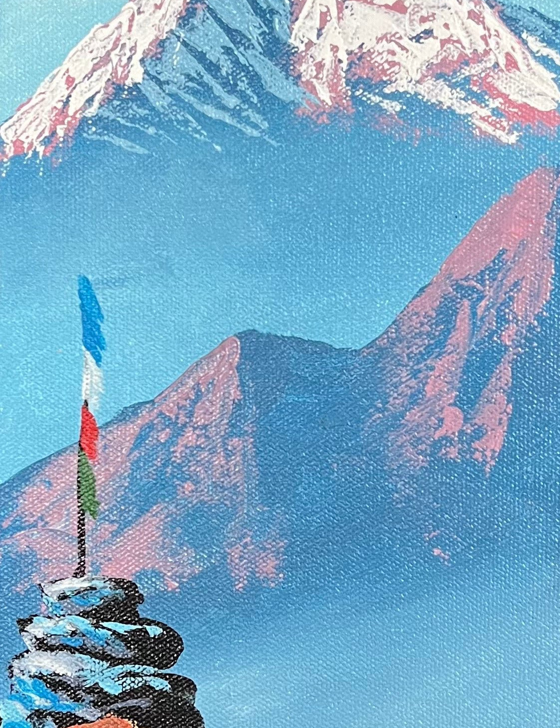 Hand-Painted Oil Painting of Mt Machapuchre 