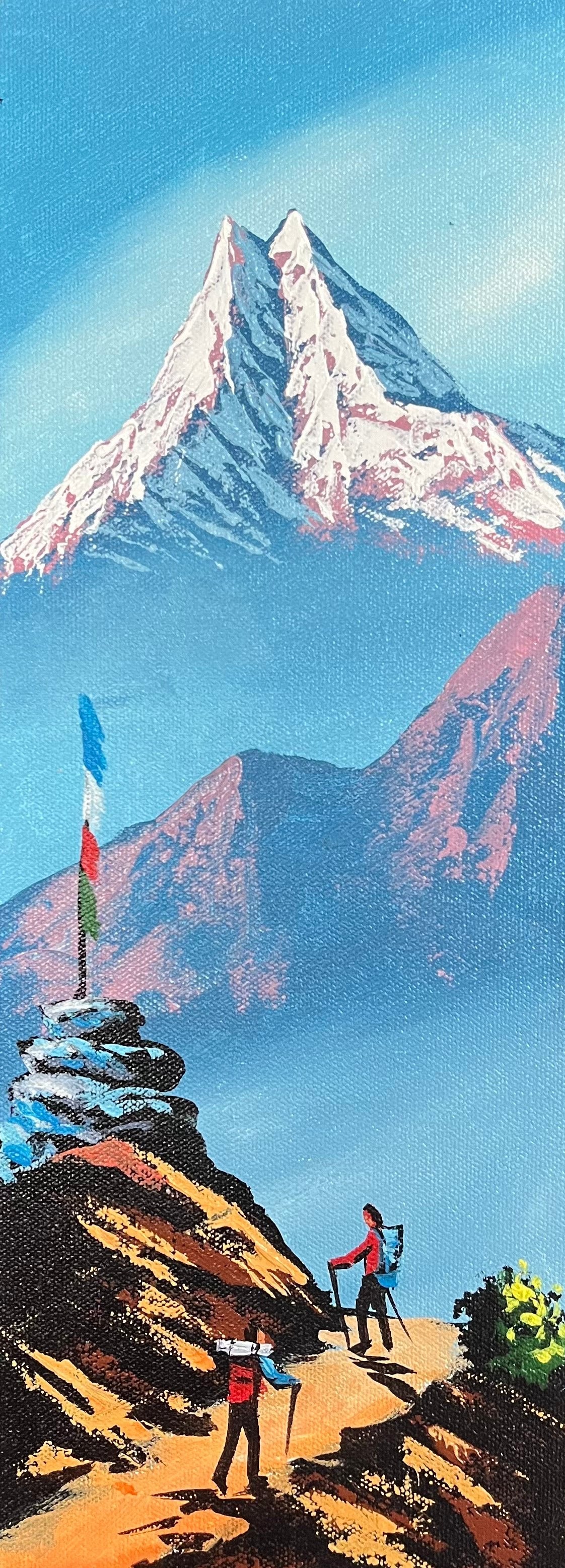 Hand-Painted Oil Painting of Mt Machapuchre 