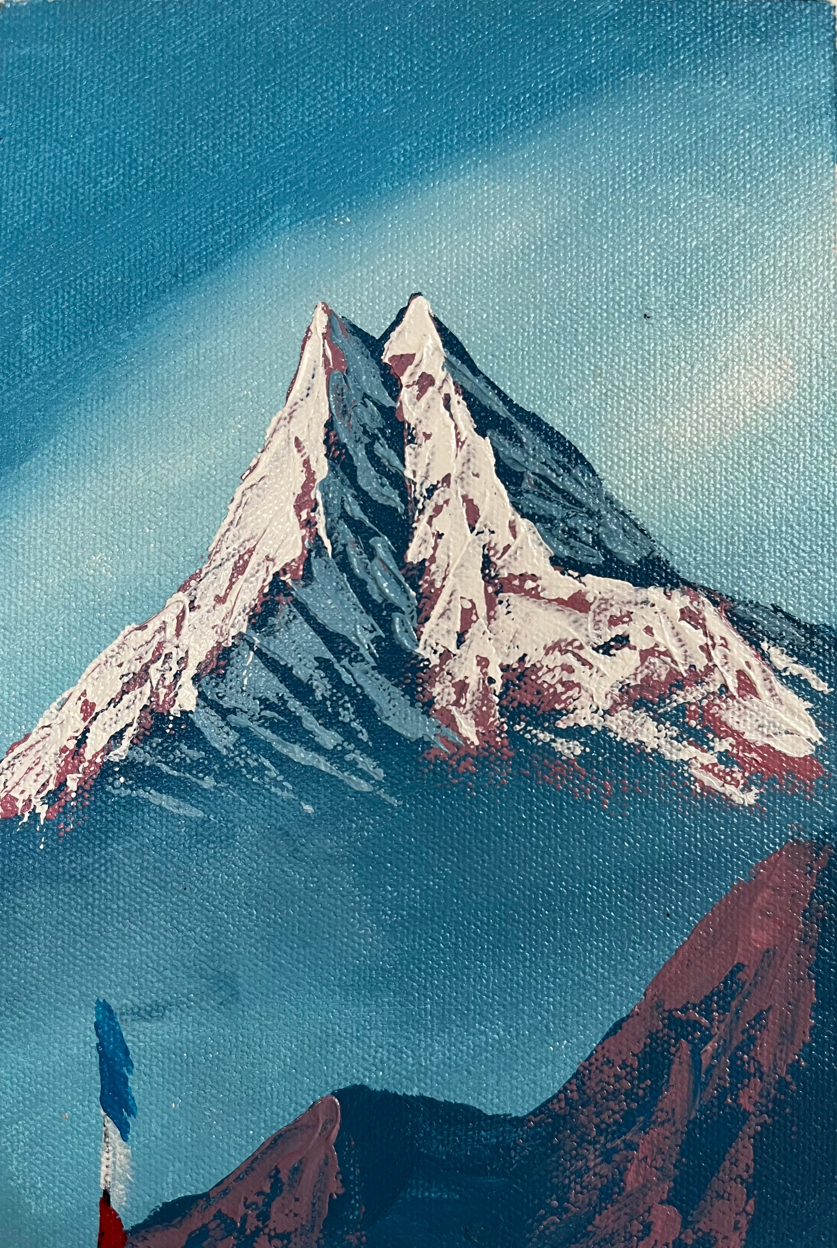 Hand-Painted Oil Painting of Mt Machapuchre 