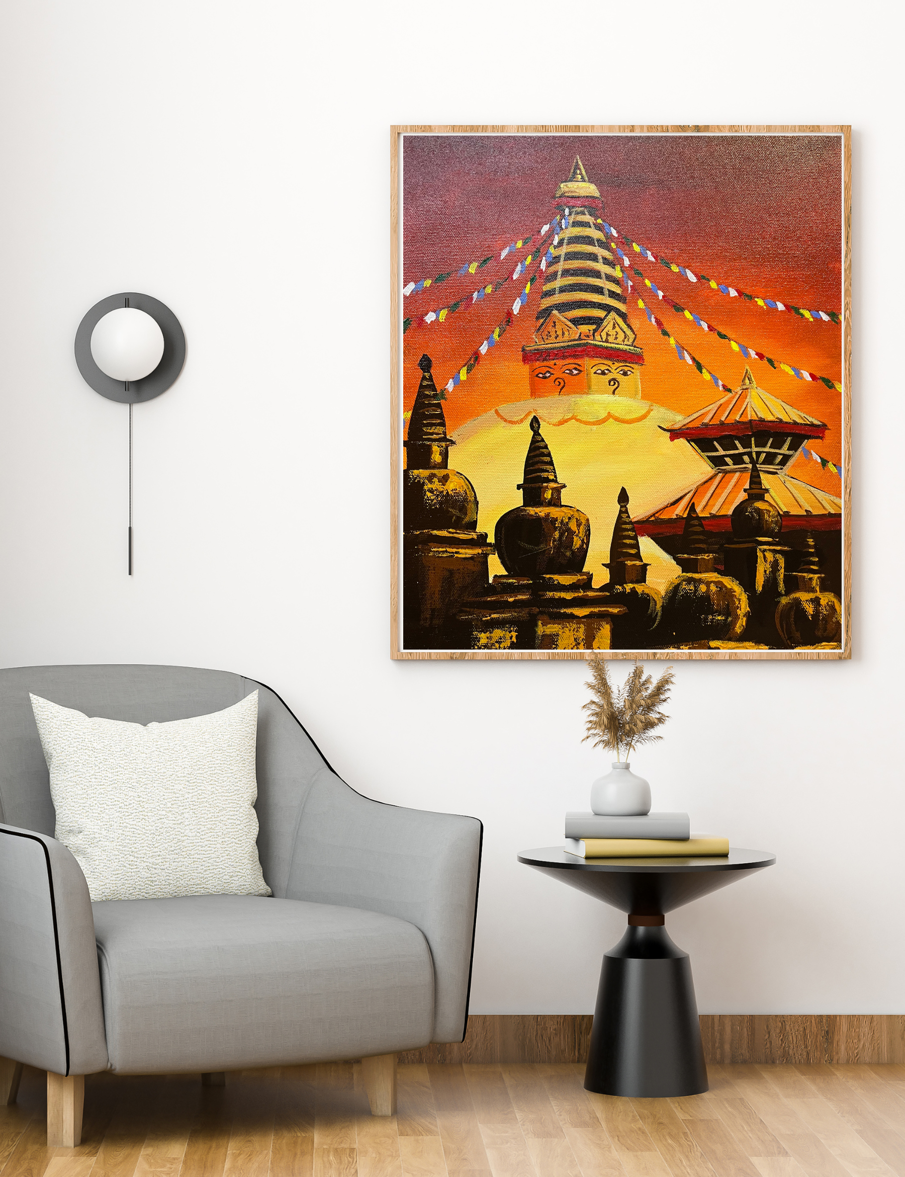 Swayambhunath Stupa OIl Painting